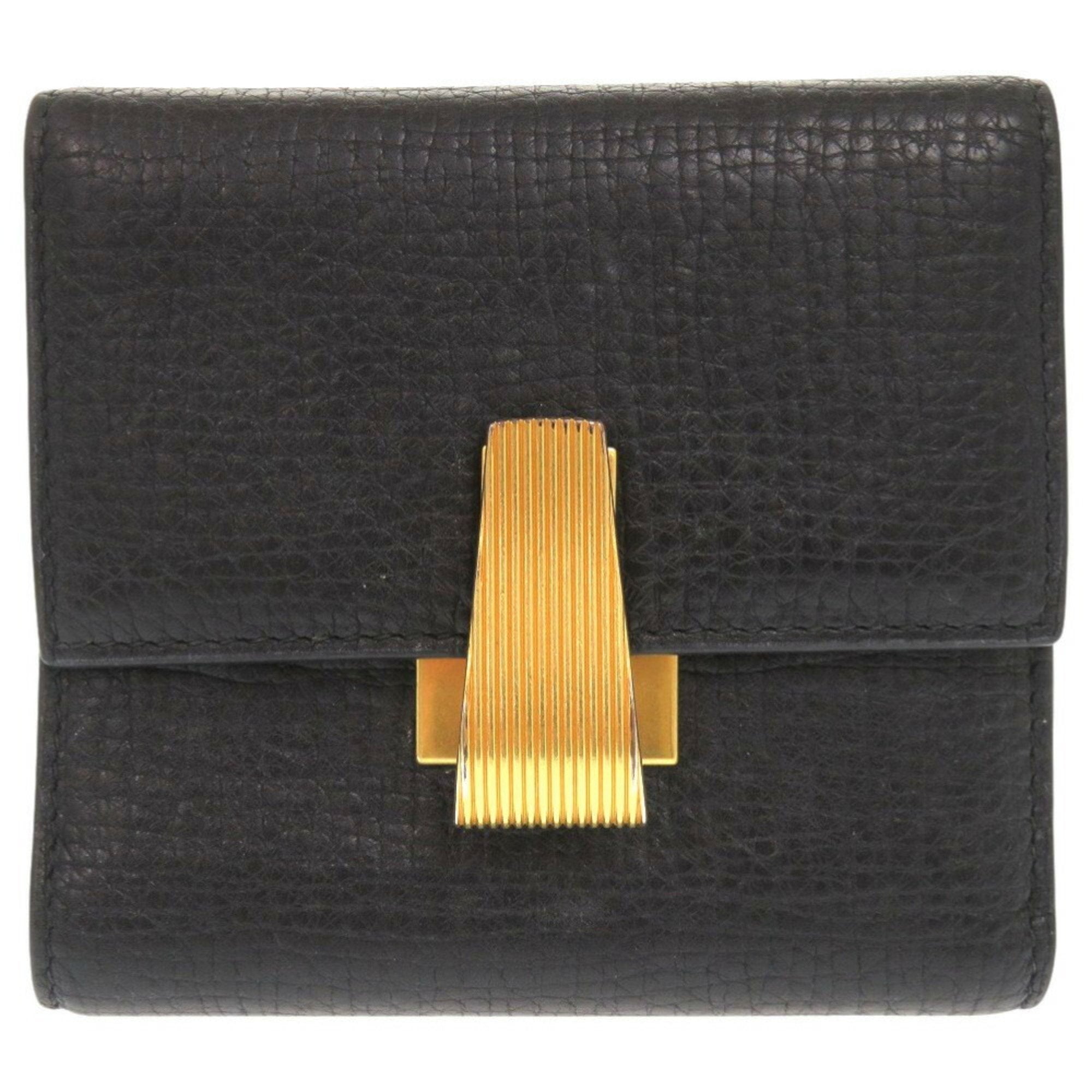 Bottega Veneta Black Leather Wallet (Tri-Fold) (Pre-Owned)