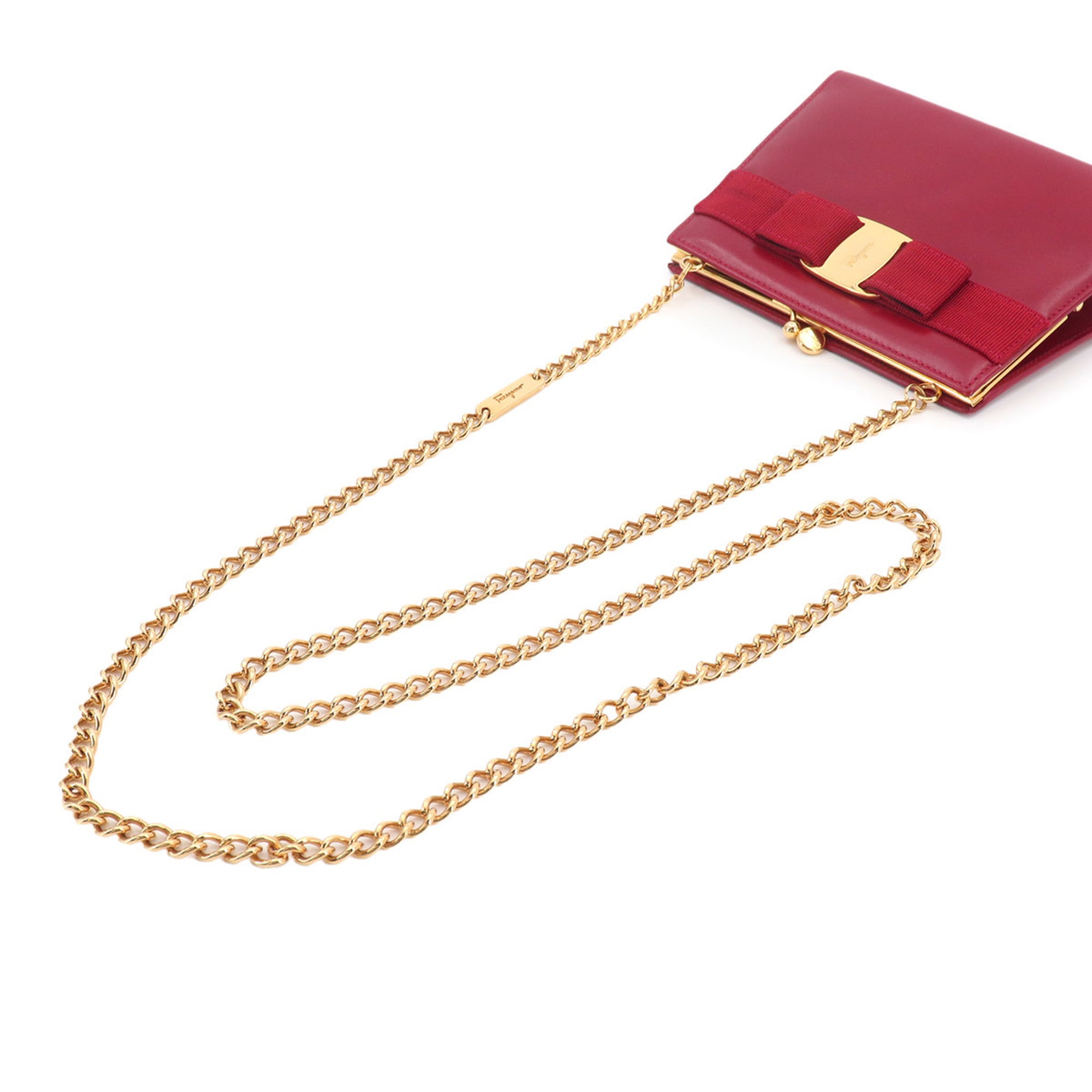 Salvatore Ferragamo Red Color Leather Shoulder Bag (Pre-Owned)