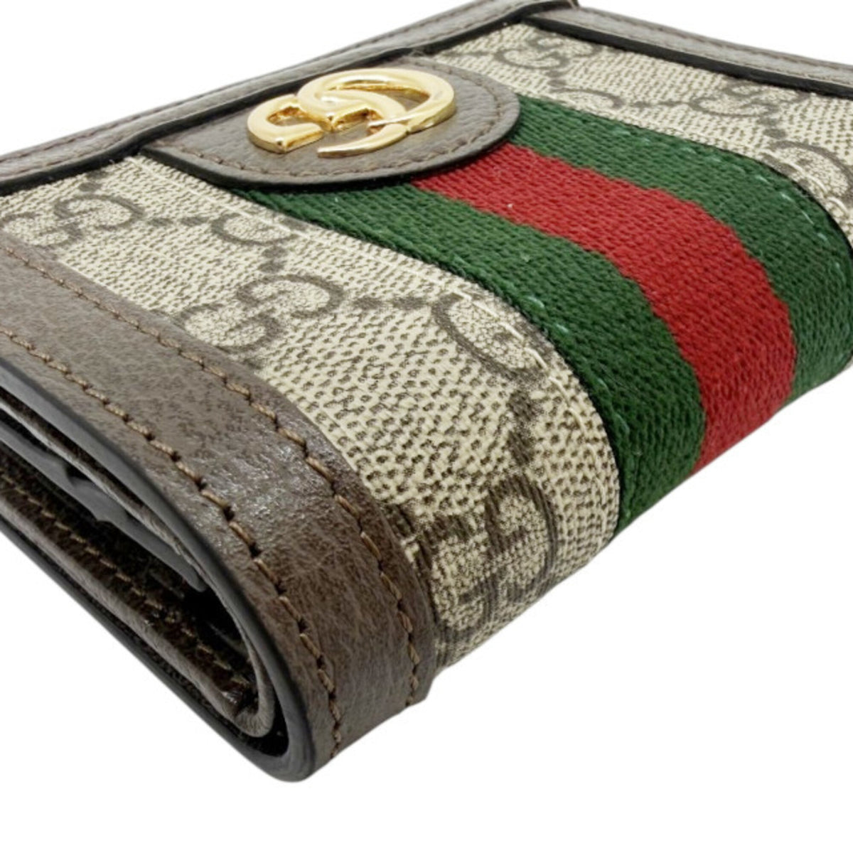 Gucci Beige Brown Leather Gg Canvas Wallet (Bi-Fold) (Pre-Owned)