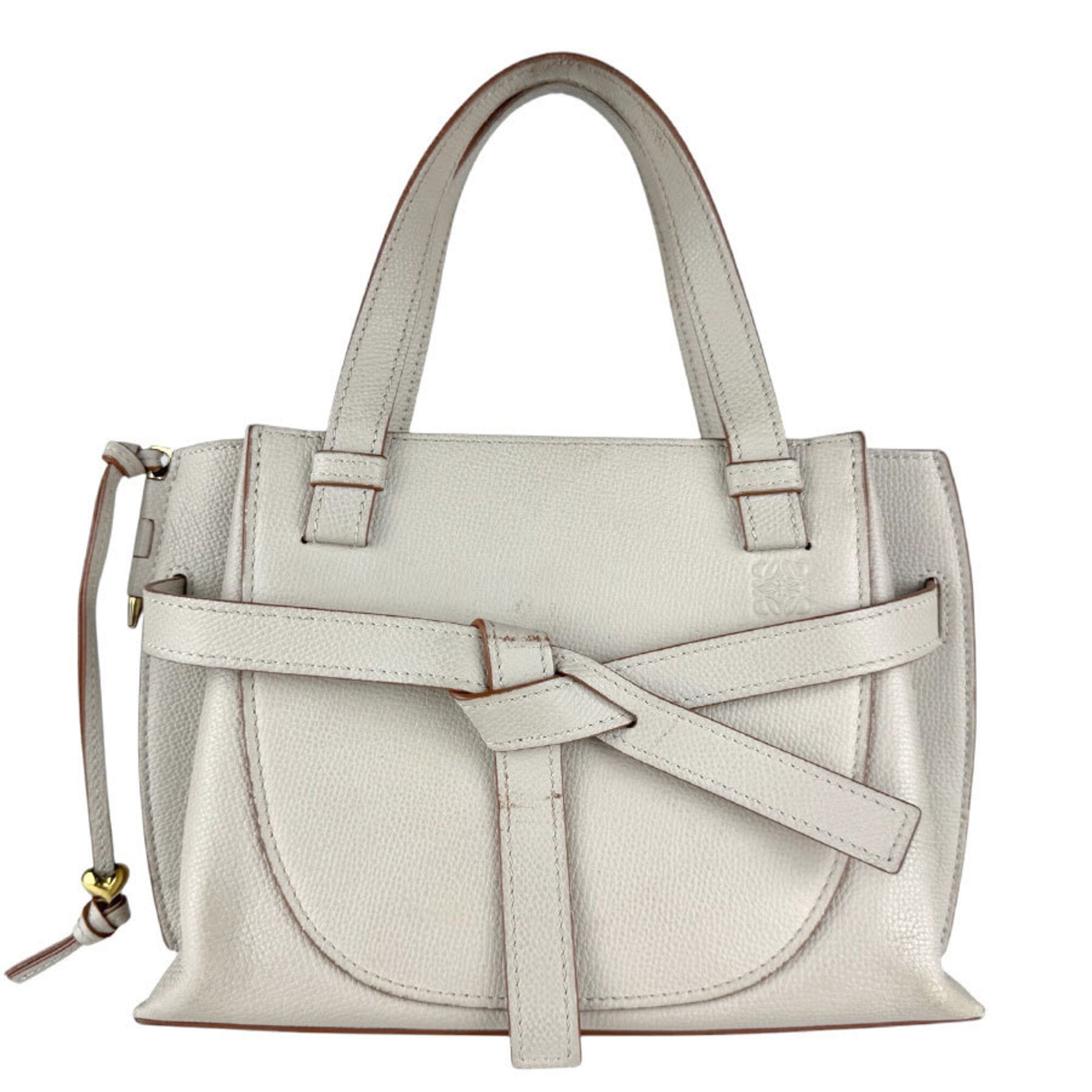 Loewe Grayish Leather Handbag Shoulder Bag (Pre-Owned)