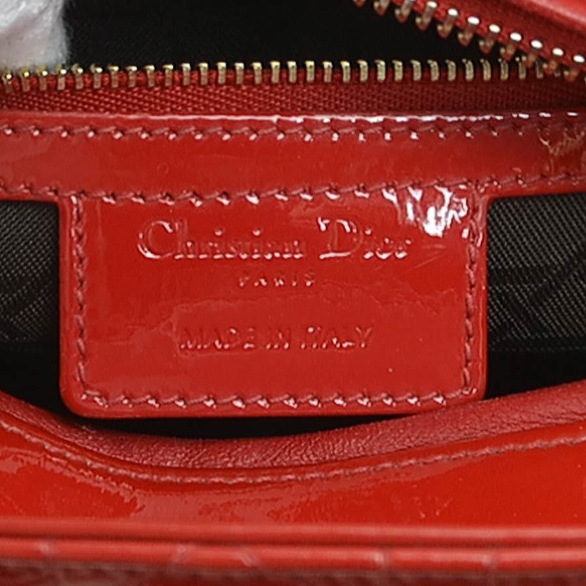 Christian Dior Red Color Patent Leather Handbag Shoulder Bag (Pre-Owned)