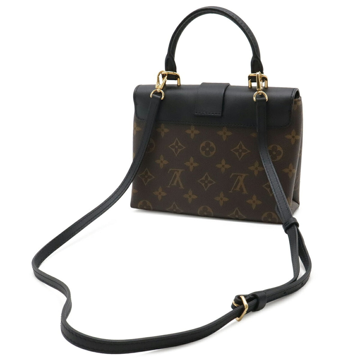 Louis Vuitton Noir Monogram Canvas Leather Handbag Shoulder Bag (Pre-Owned)