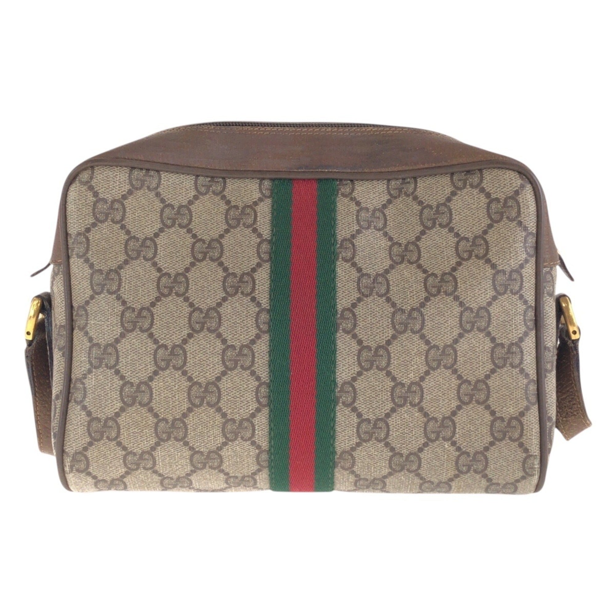 Gucci Beige Brown Gg Supreme Leather Shoulder Bag (Pre-Owned)
