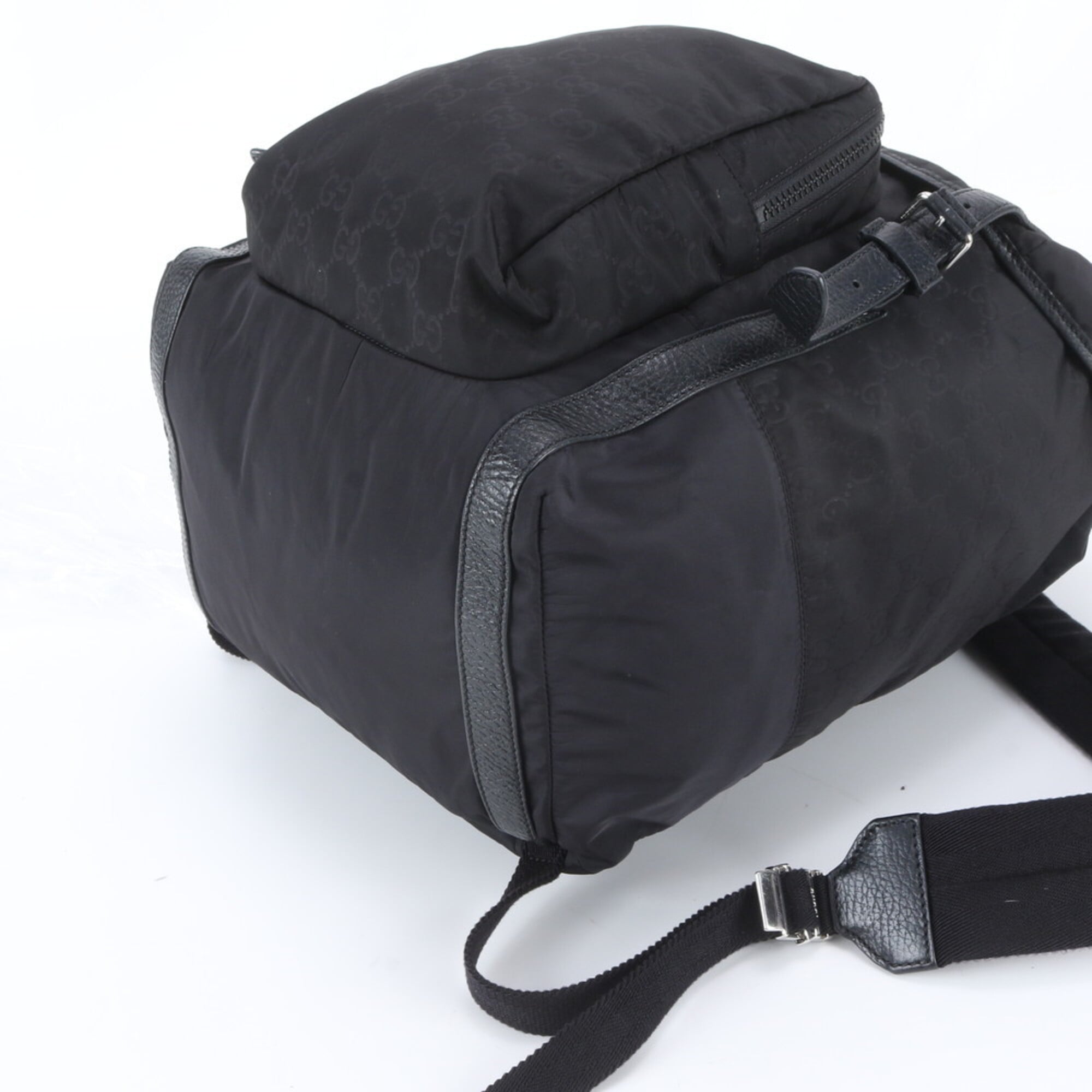 Gucci Black Leather Nylon Backpack Shoulder Bag (Pre-Owned)