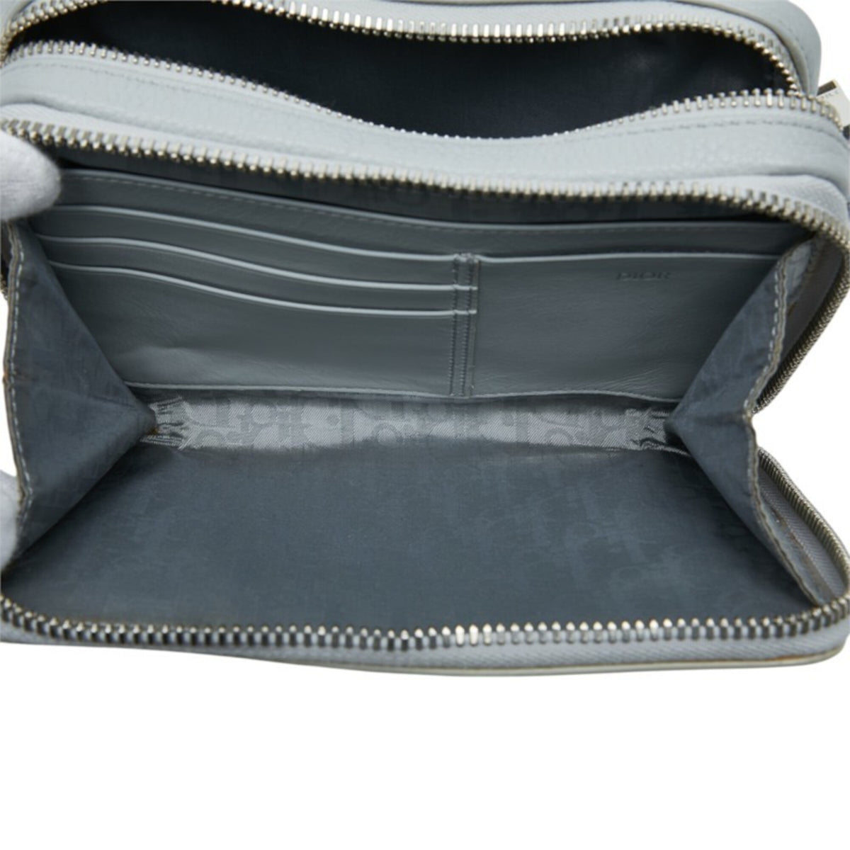 Christian Dior Gray Leather Messenger Bag Shoulder Bag (Pre-Owned)
