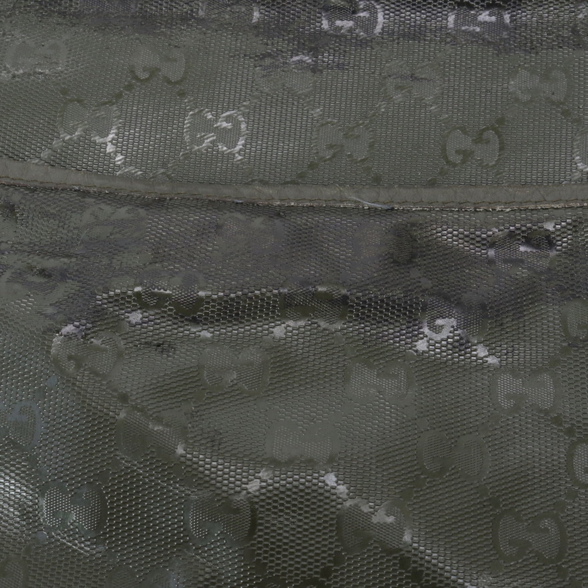 Gucci Green Khaki Leather Coated Canvas Messenger Bag Shoulder Bag Tote Bag (Pre-Owned)