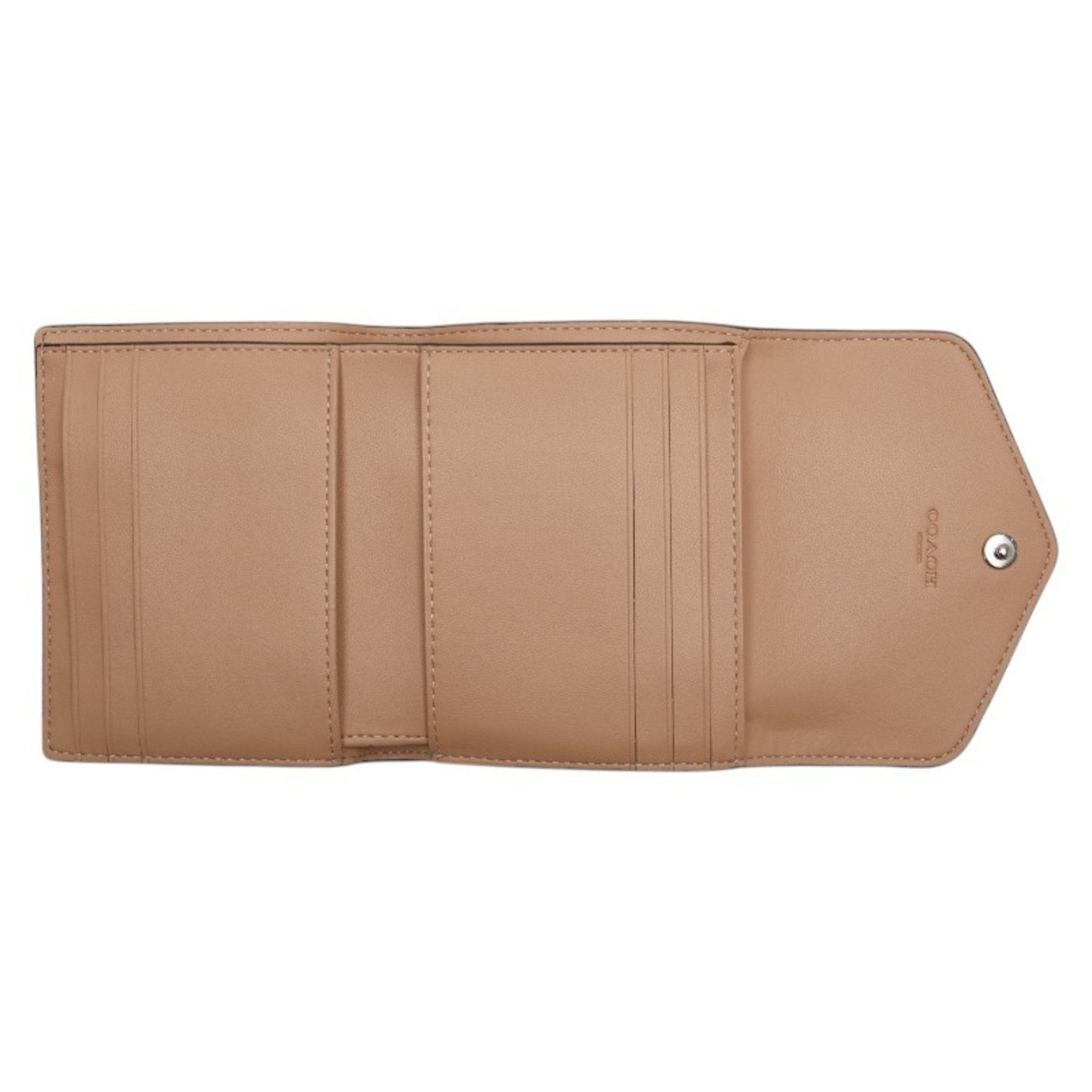 Coach Beige Leather Wallet (Tri-Fold) (Pre-Owned)