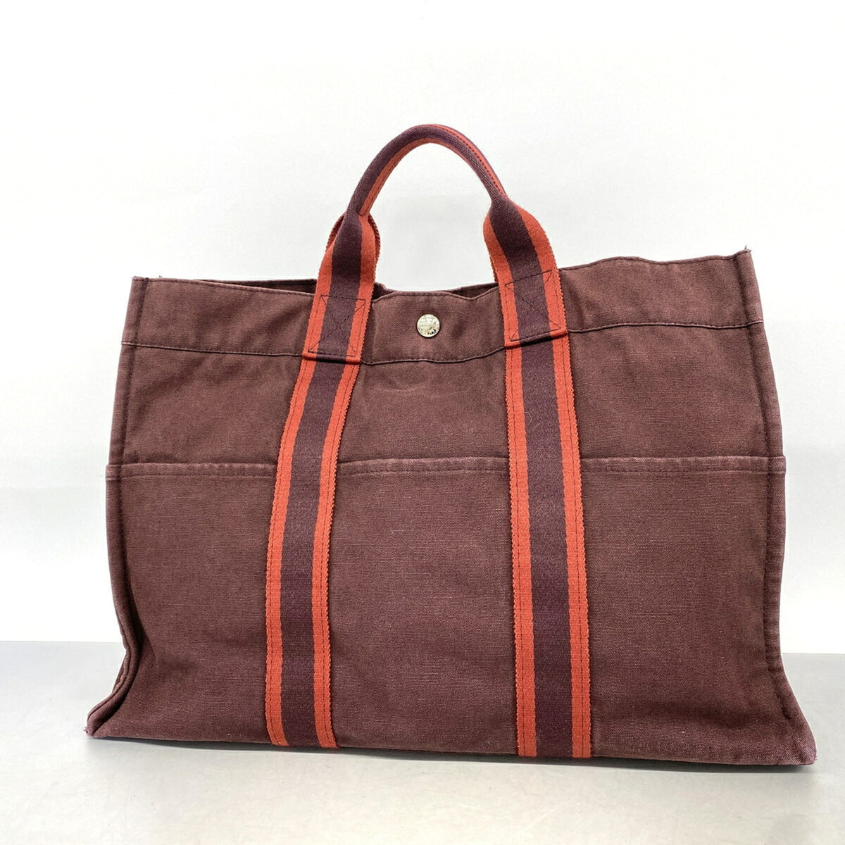 Hermes Bordeaux Canvas Tote Bag (Pre-Owned)