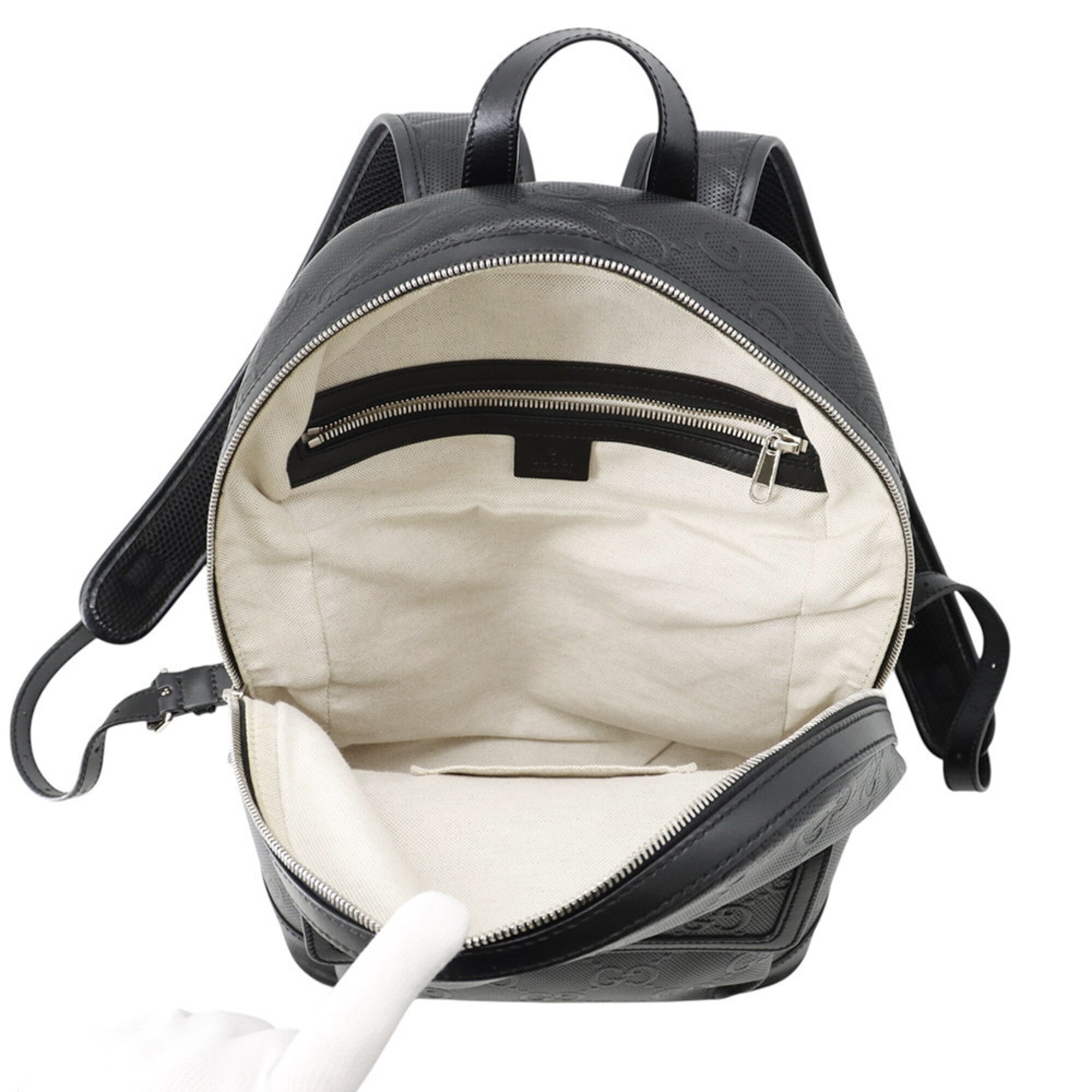 Gucci Black Embossed Leather Backpack (Pre-Owned)