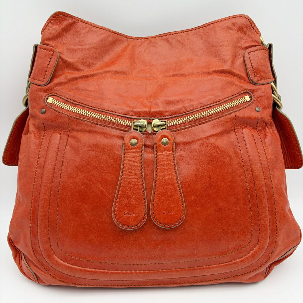 Chloé Orange Leather Shoulder Bag (Pre-Owned)