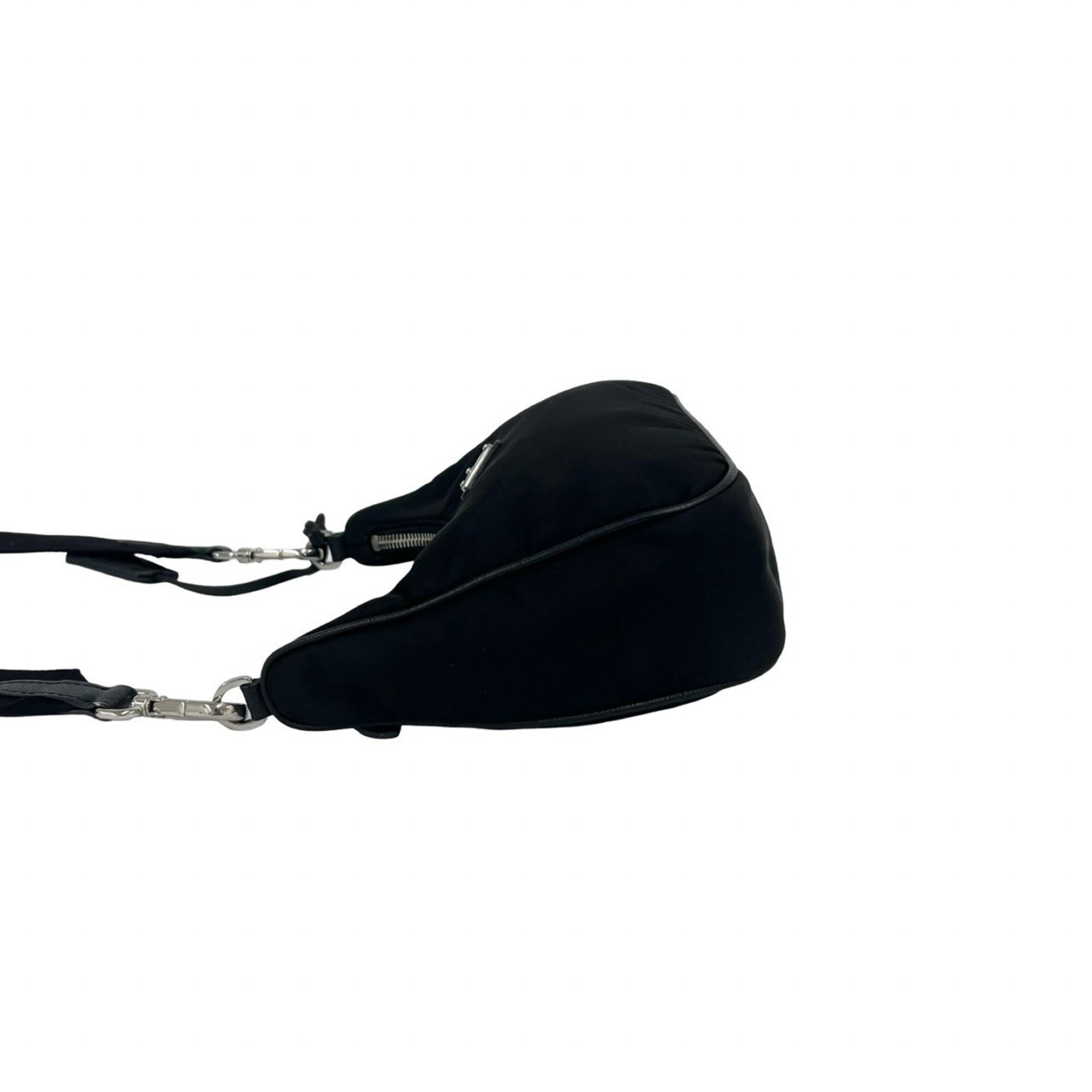 Prada Black Nylon Leather Pouch Shoulder Bag (Pre-Owned)