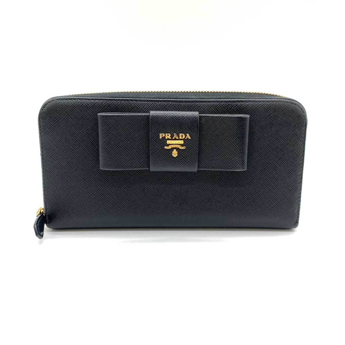 Prada Saffiano Black Saffiano Long Wallet (Bi-Fold) (Pre-Owned)