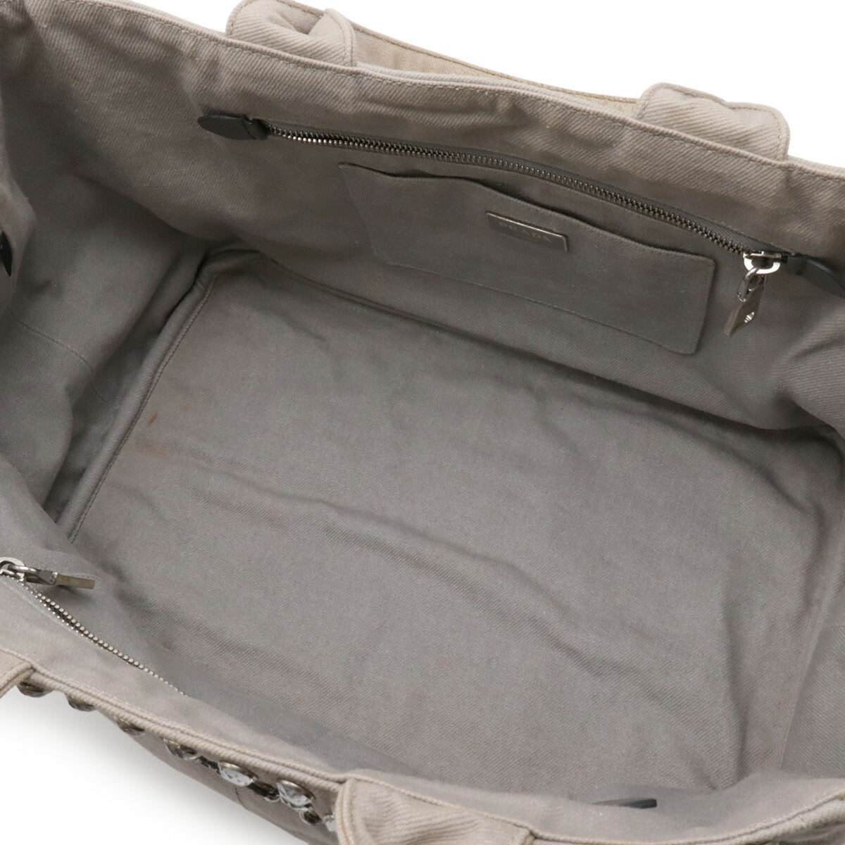 Prada Light Gray Denim Shoulder Bag Tote Bag (Pre-Owned)
