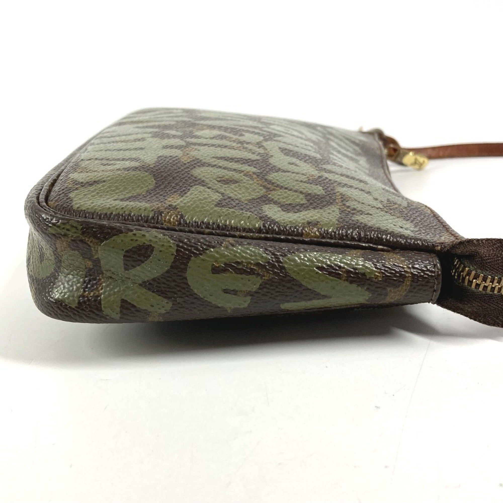 Louis Vuitton Brown Khaki Monogram Graffiti Canvas Handbag Pochette Pouch Shoulder Bag (Pre-Owned)