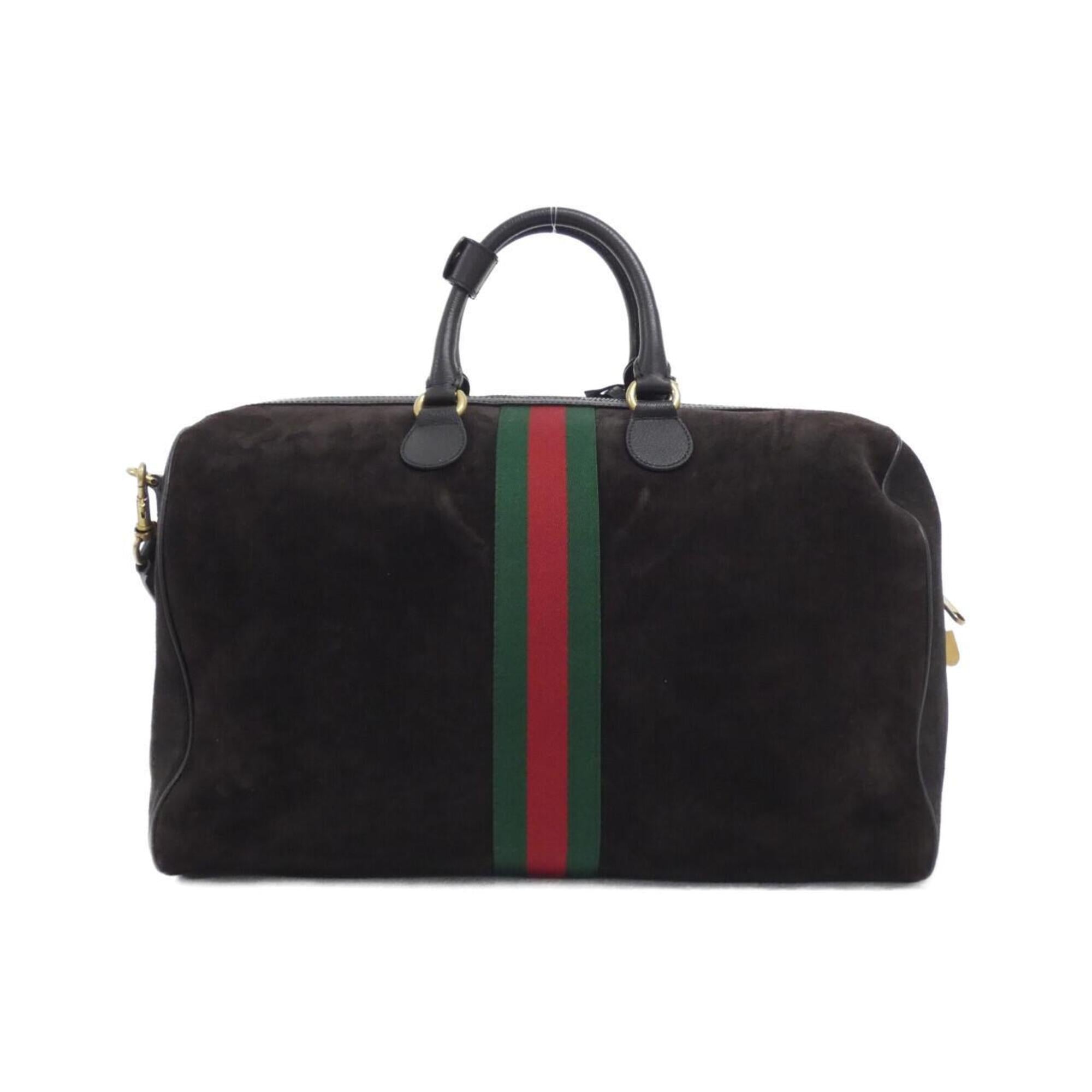 Gucci Dark Brown Suede Leather Boston Bag (Pre-Owned)