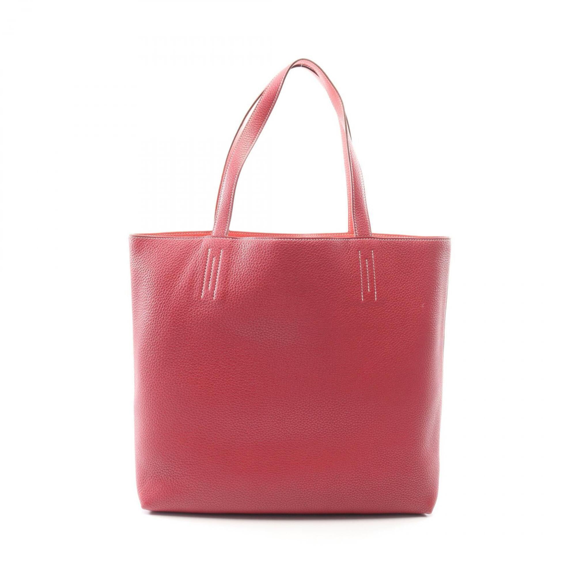 Hermes Bordeaux Pink Ruby Taurillon Clemence Leather Handbag Tote Bag (Pre-Owned)
