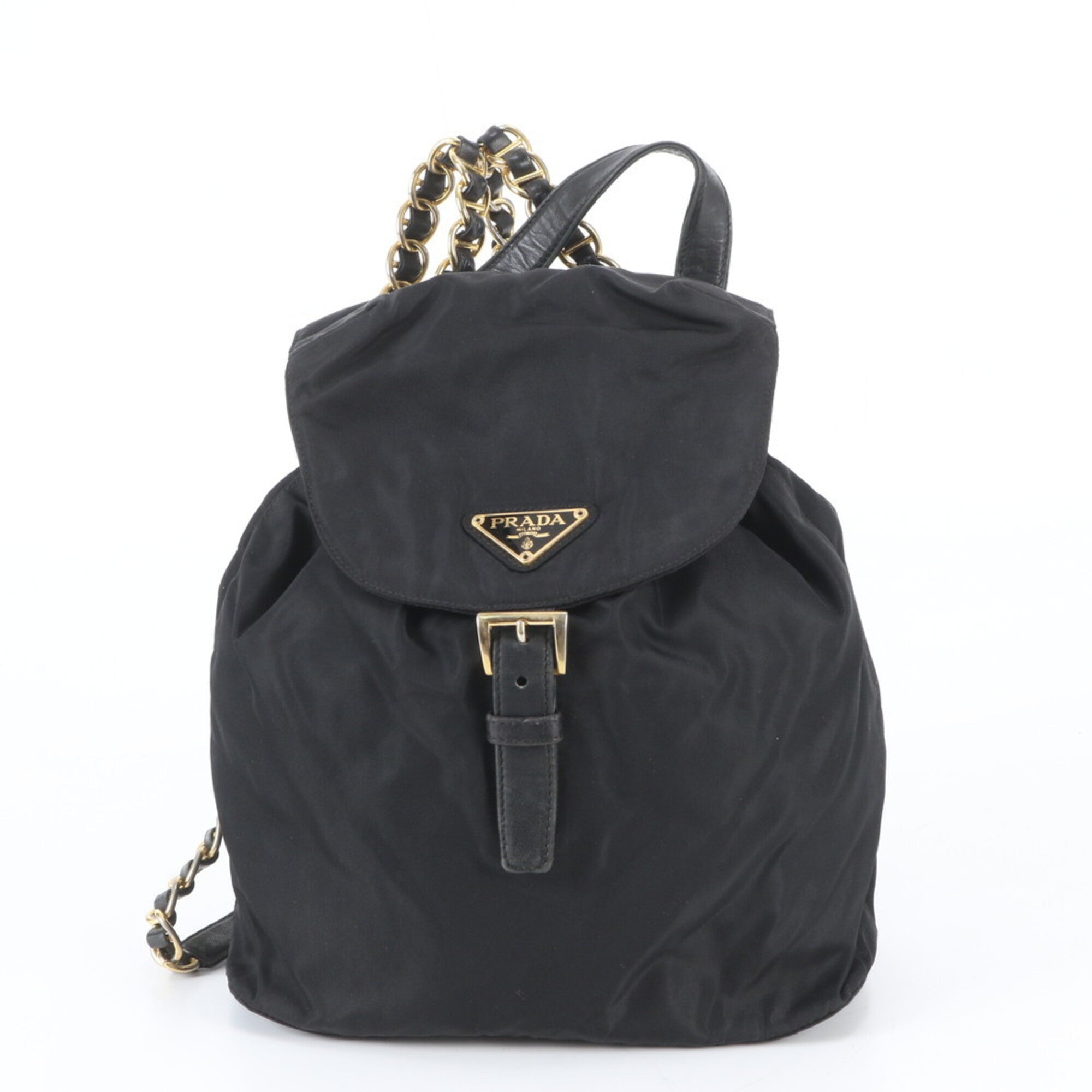 Prada Black Nylon Leather Backpack Shoulder Bag (Pre-Owned)