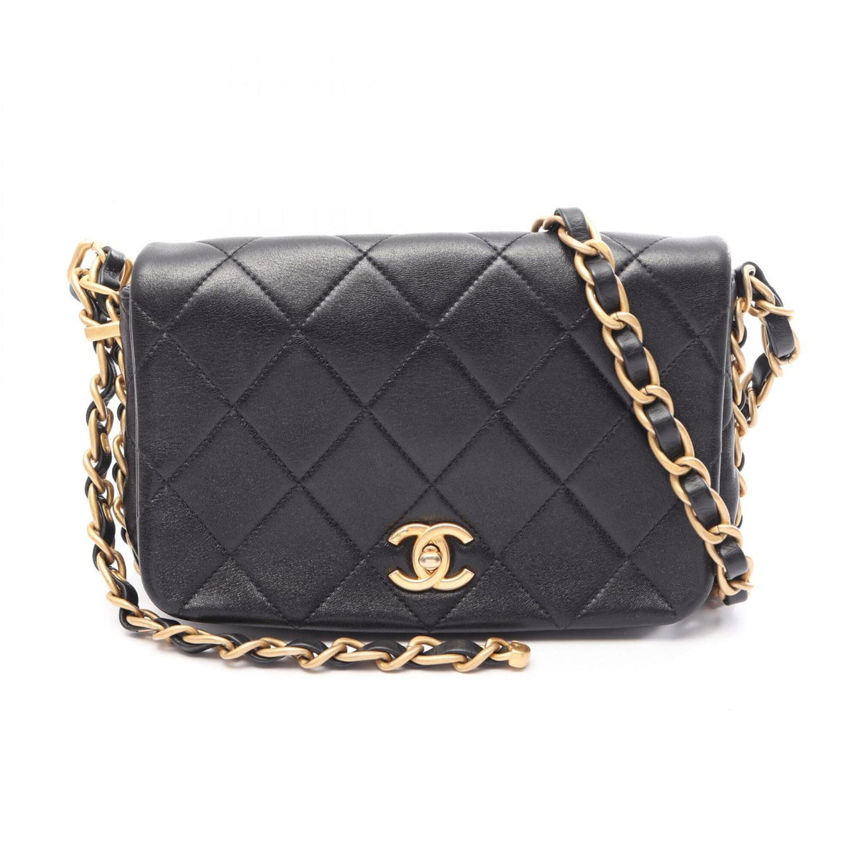 Chanel Black Leather Handbag Shoulder Bag (Pre-Owned)