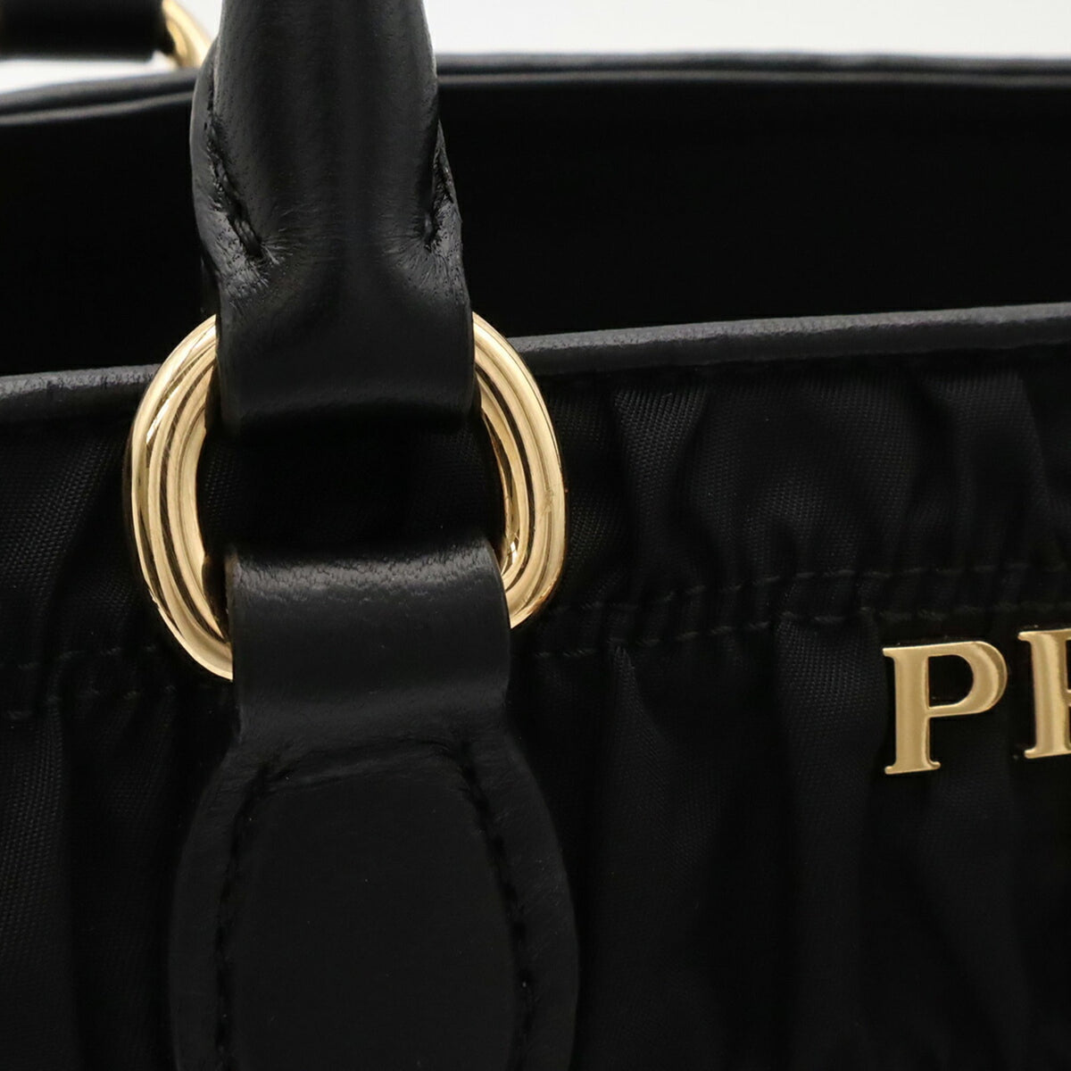 Prada Black Nero Nylon Leather Handbag Shoulder Bag (Pre-Owned)