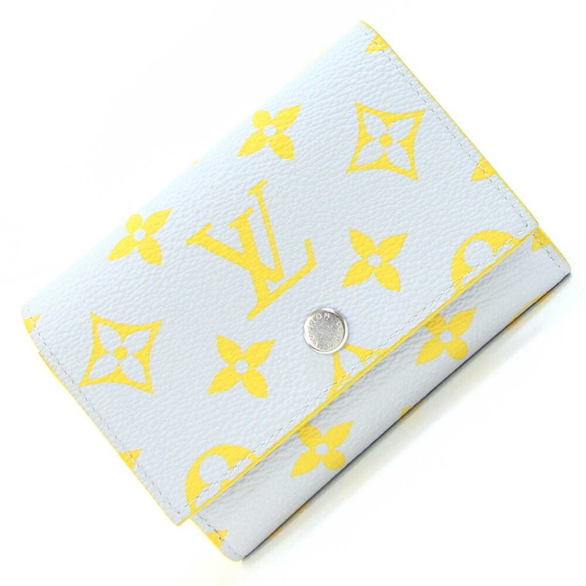 Louis Vuitton Light Gray Yellow Monogram Canvas Wallet (Tri-Fold) (Pre-Owned)