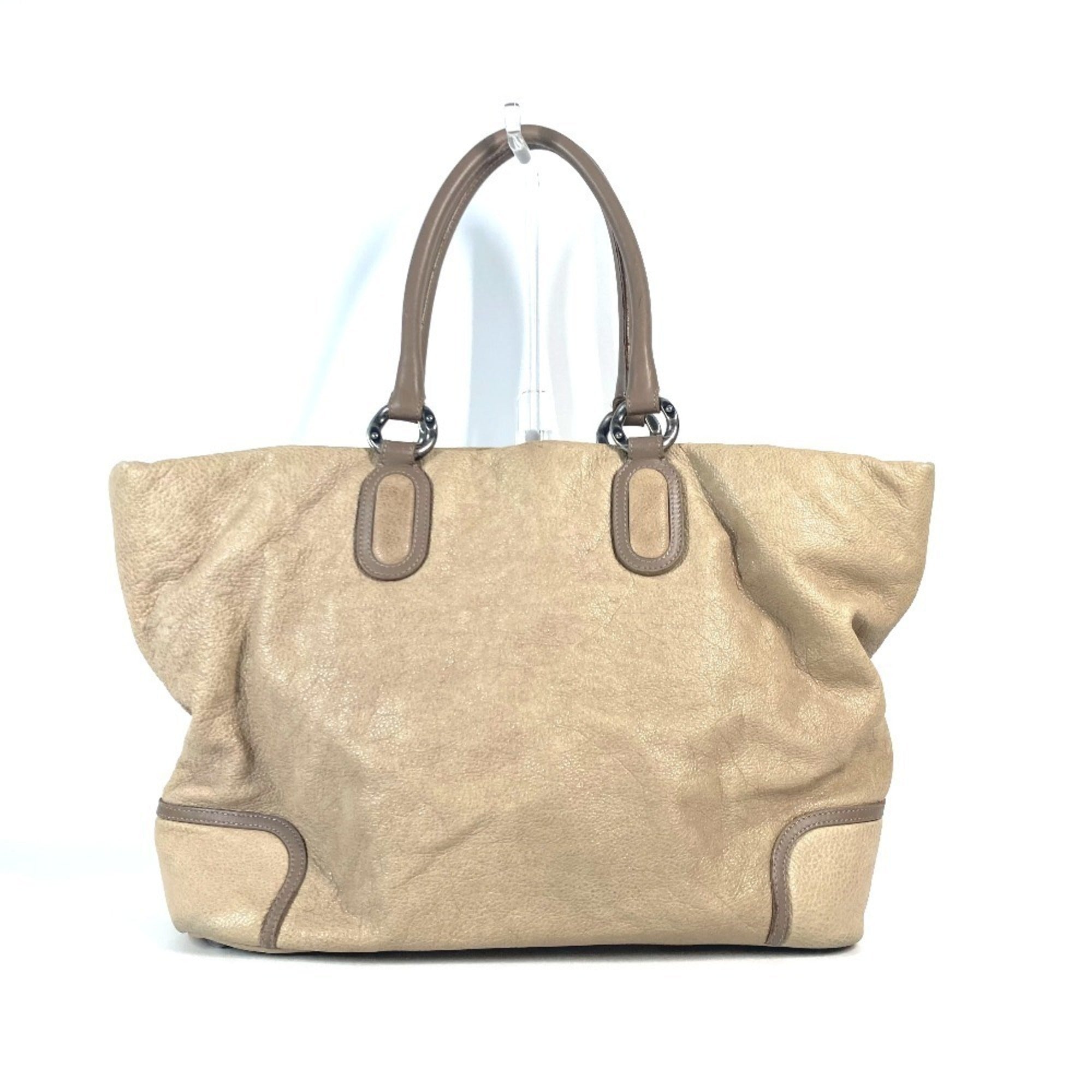 Chanel Beige Leather Shoulder Bag Tote Bag (Pre-Owned)