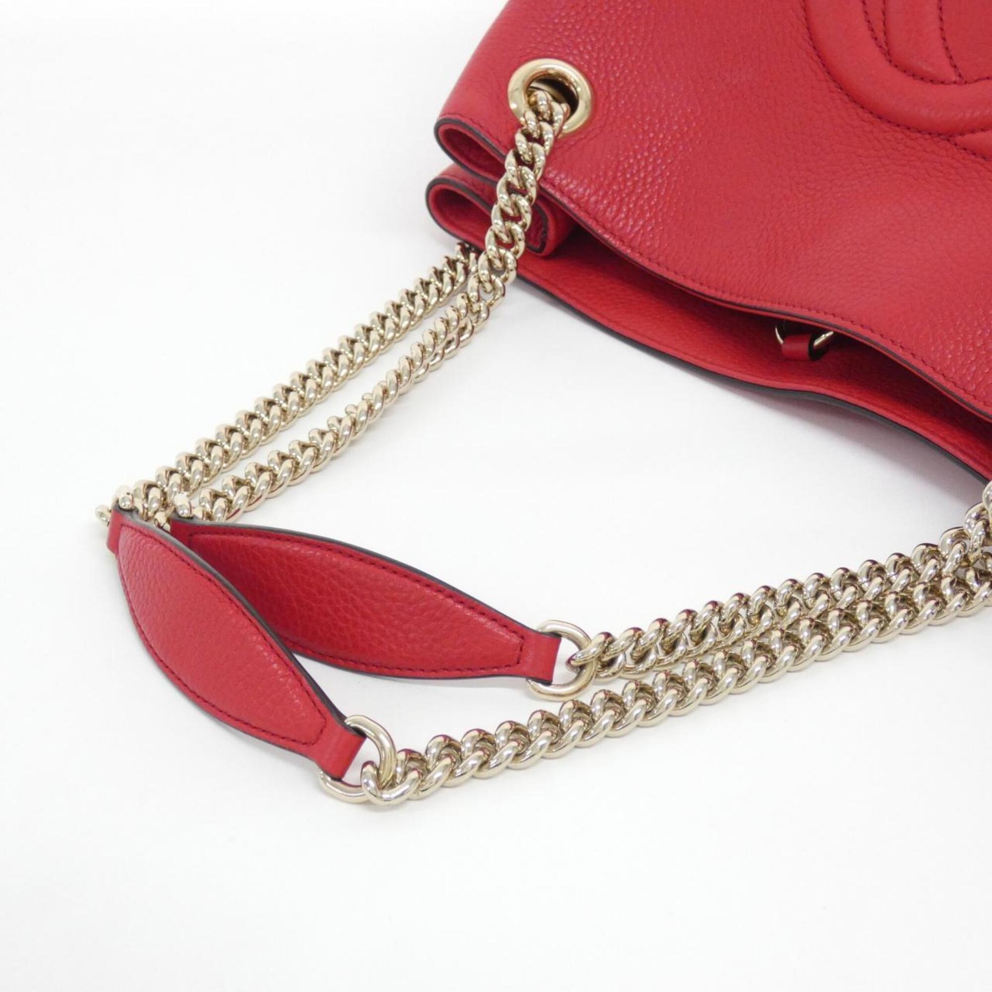 Gucci Red Color Leather Shoulder Bag (Pre-Owned)