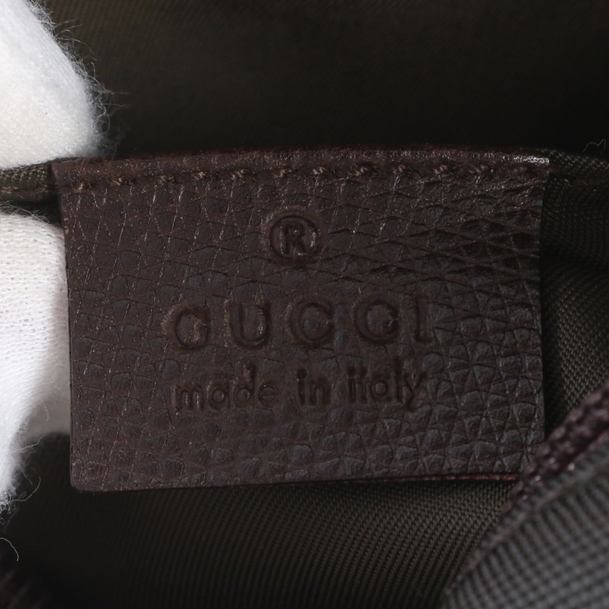 Gucci Brown Leather Nylon Messenger Bag Shoulder Bag Tote Bag (Pre-Owned)