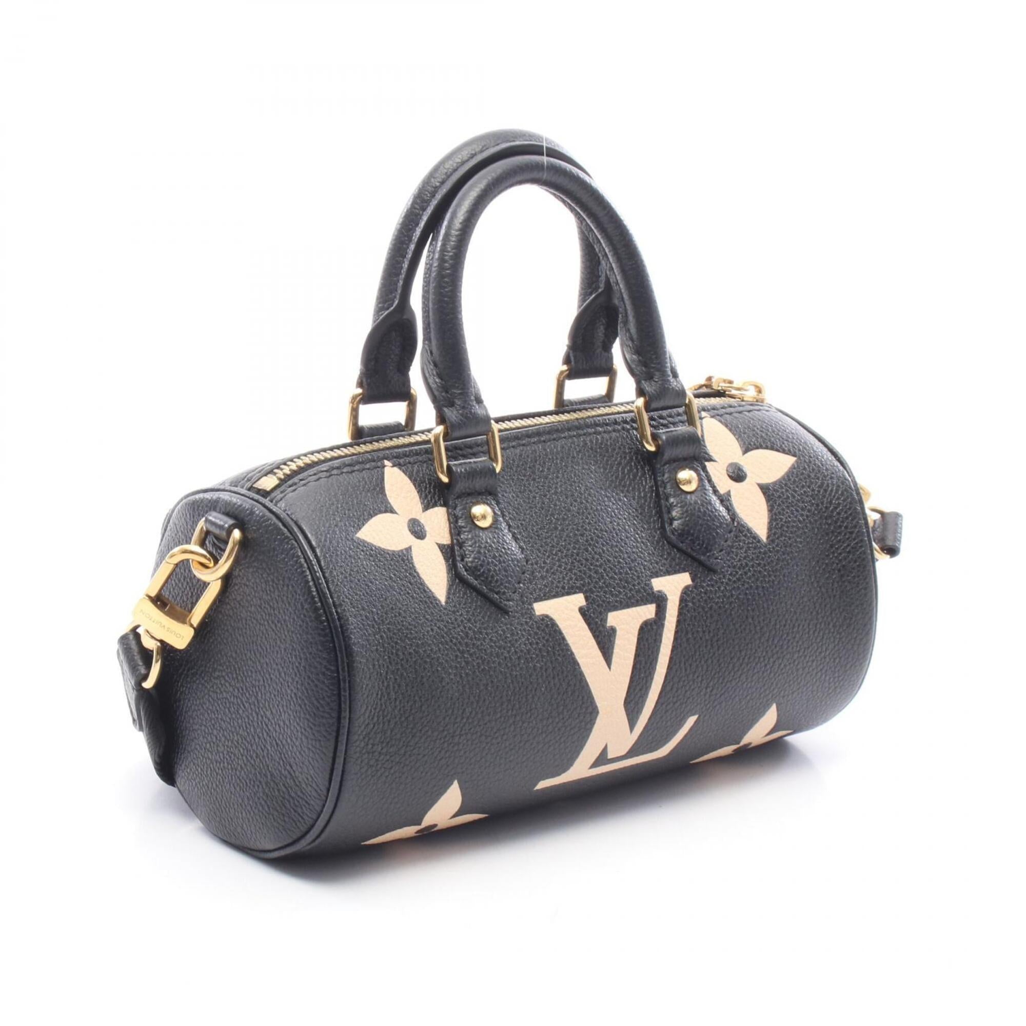 Louis Vuitton Beige Black Leather Handbag (Pre-Owned)