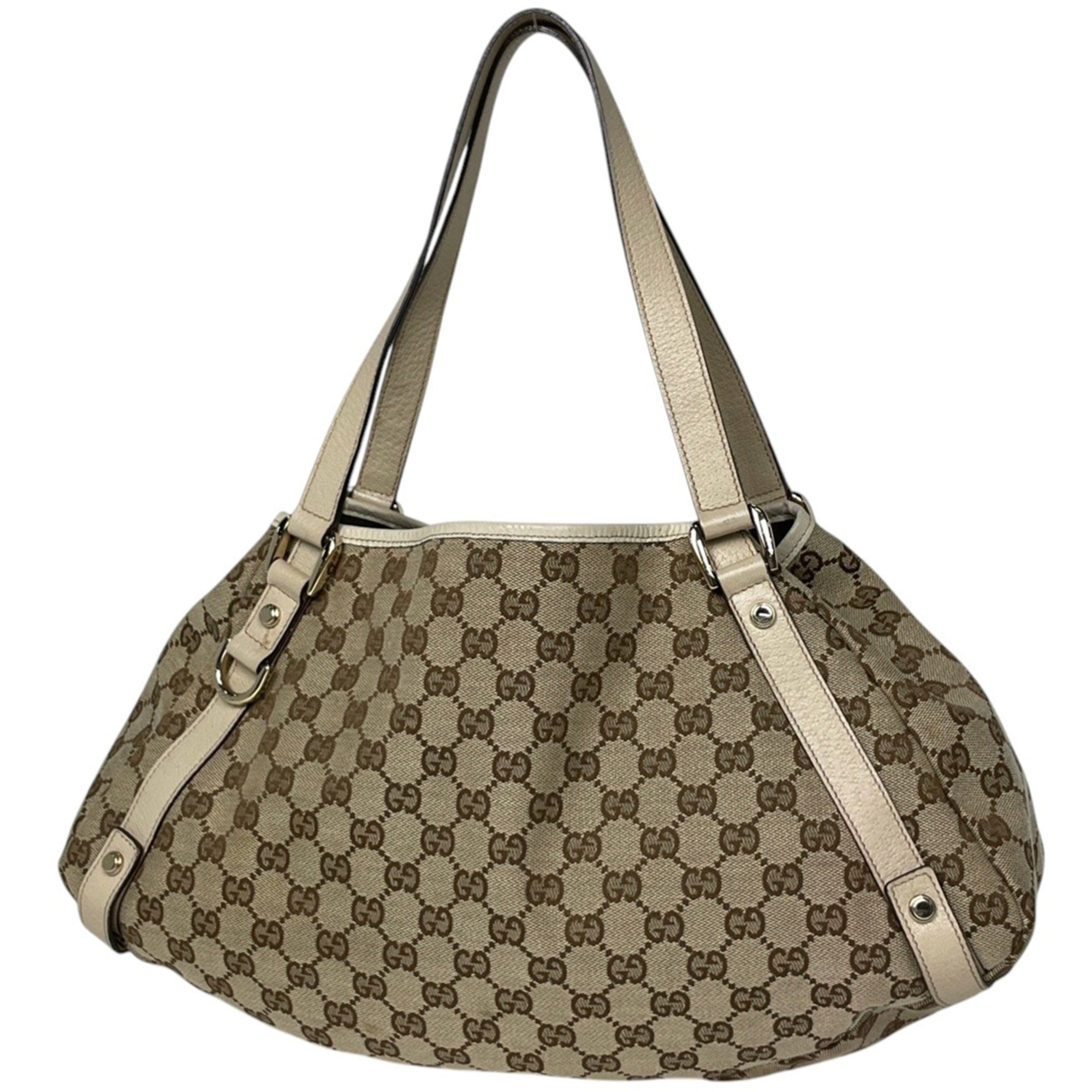 Gucci Beige Gg Canvas Leather Tote Bag (Pre-Owned)