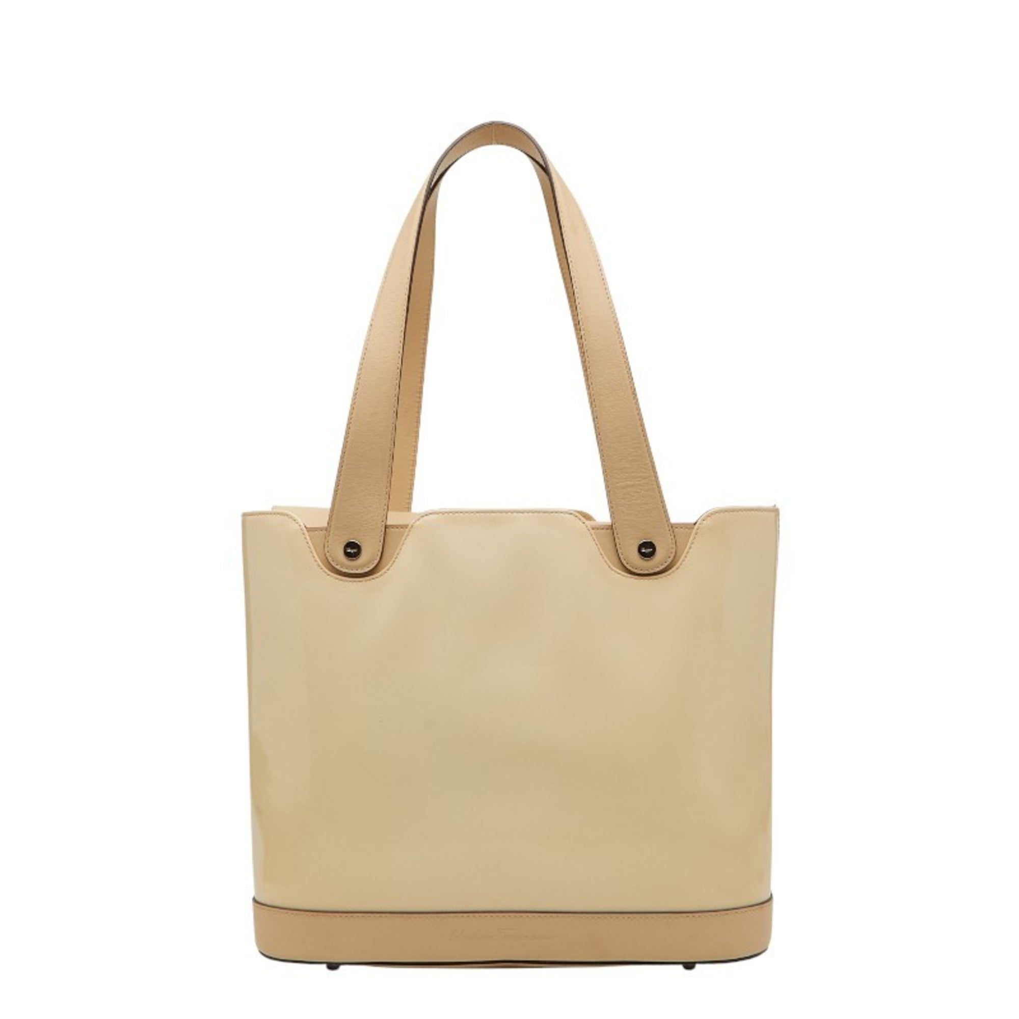 Salvatore Ferragamo Beige Ivory Leather Handbag (Pre-Owned)