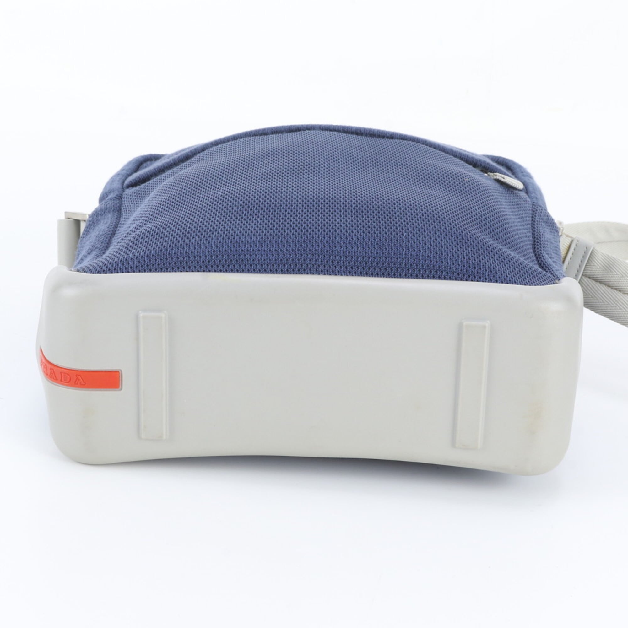 Pradasports Gray Navy Leather Nylon Messenger Bag Shoulder Bag (Pre-Owned)