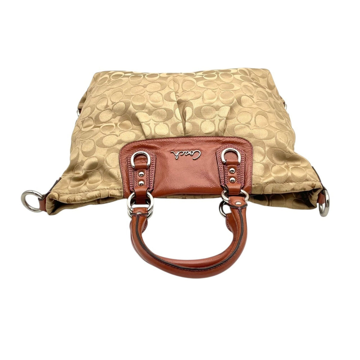Coach Beige Brown Leather Handbag Shoulder Bag Tote Bag (Pre-Owned)