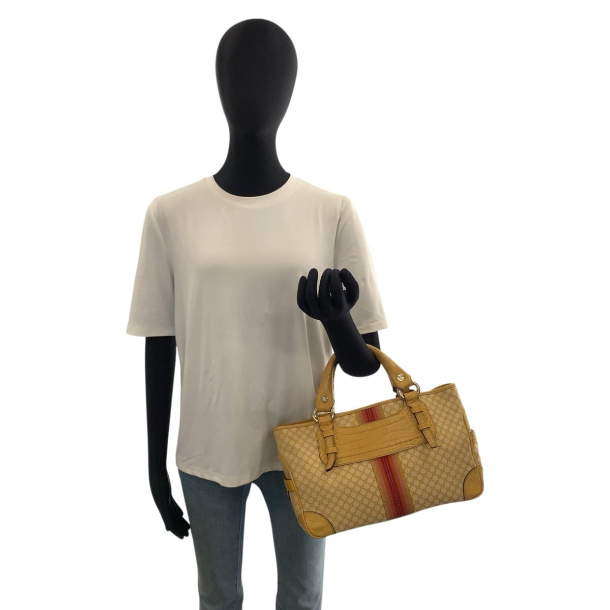 Celine Yellow Canvas Leather Handbag Tote Bag (Pre-Owned)