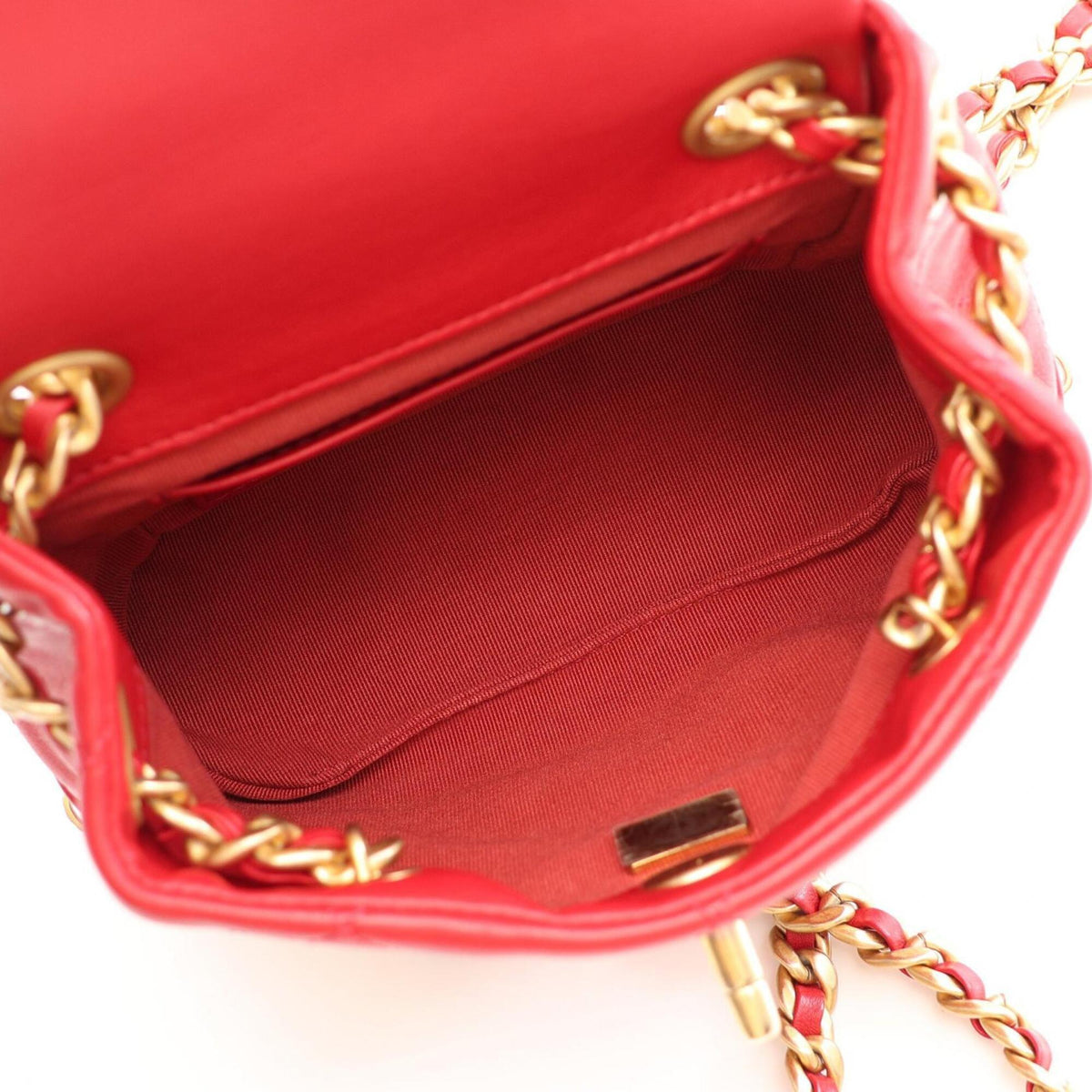 Chanel Red Color Leather Backpack Handbag (Pre-Owned)