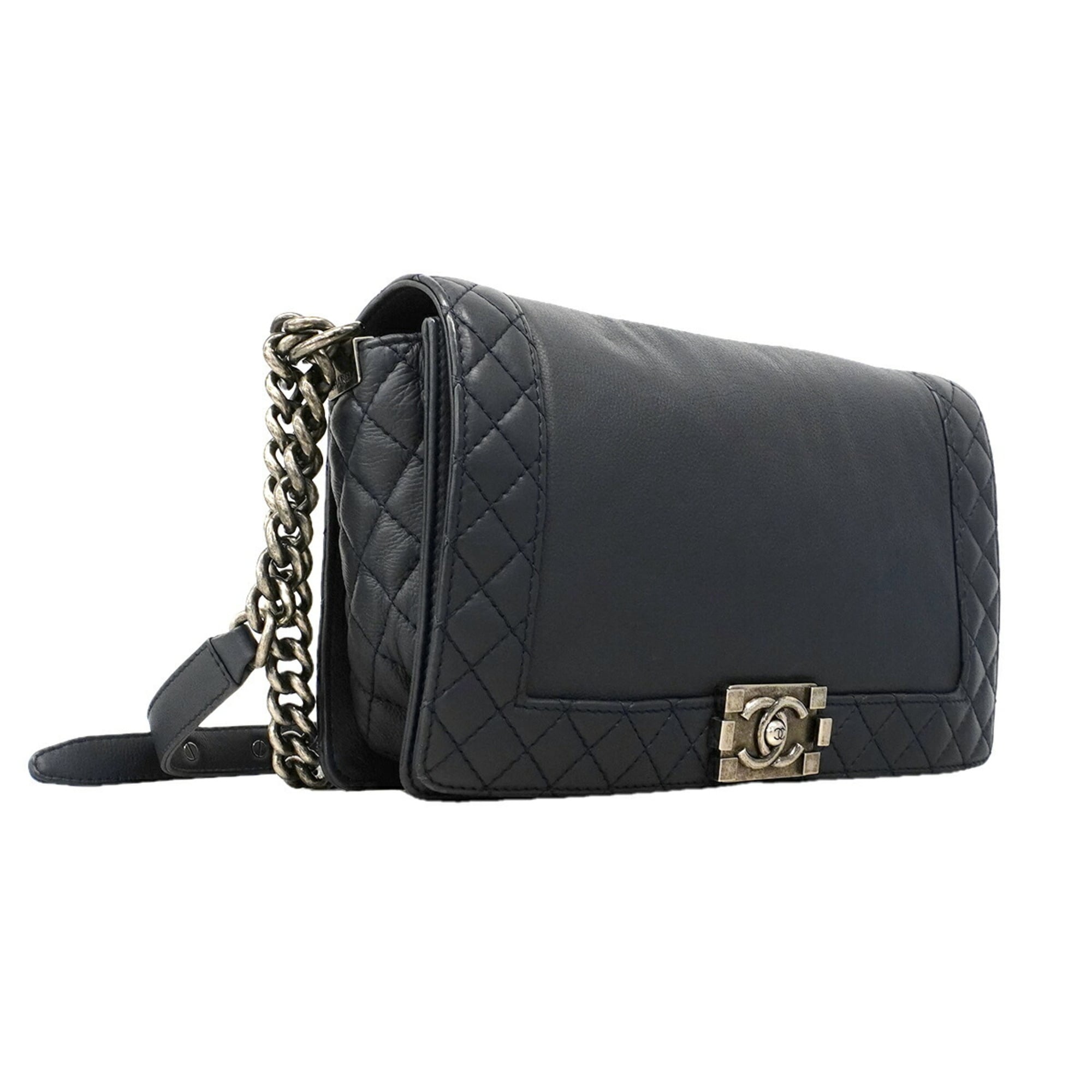 Chanel Navy Leather Shoulder Bag (Pre-Owned)
