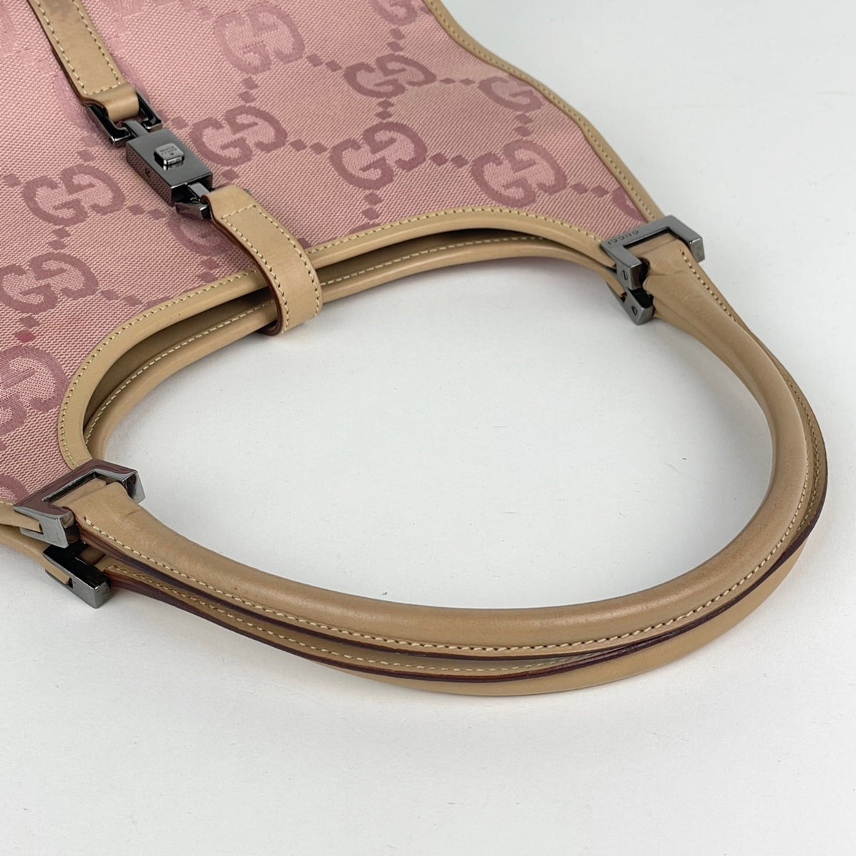Gucci Jackie Pink Canvas Leather Handbag (Pre-Owned)