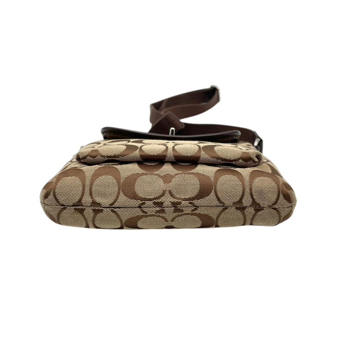 Coach Beige Brown Canvas Leather Crossbody Bag Shoulder Bag (Pre-Owned)