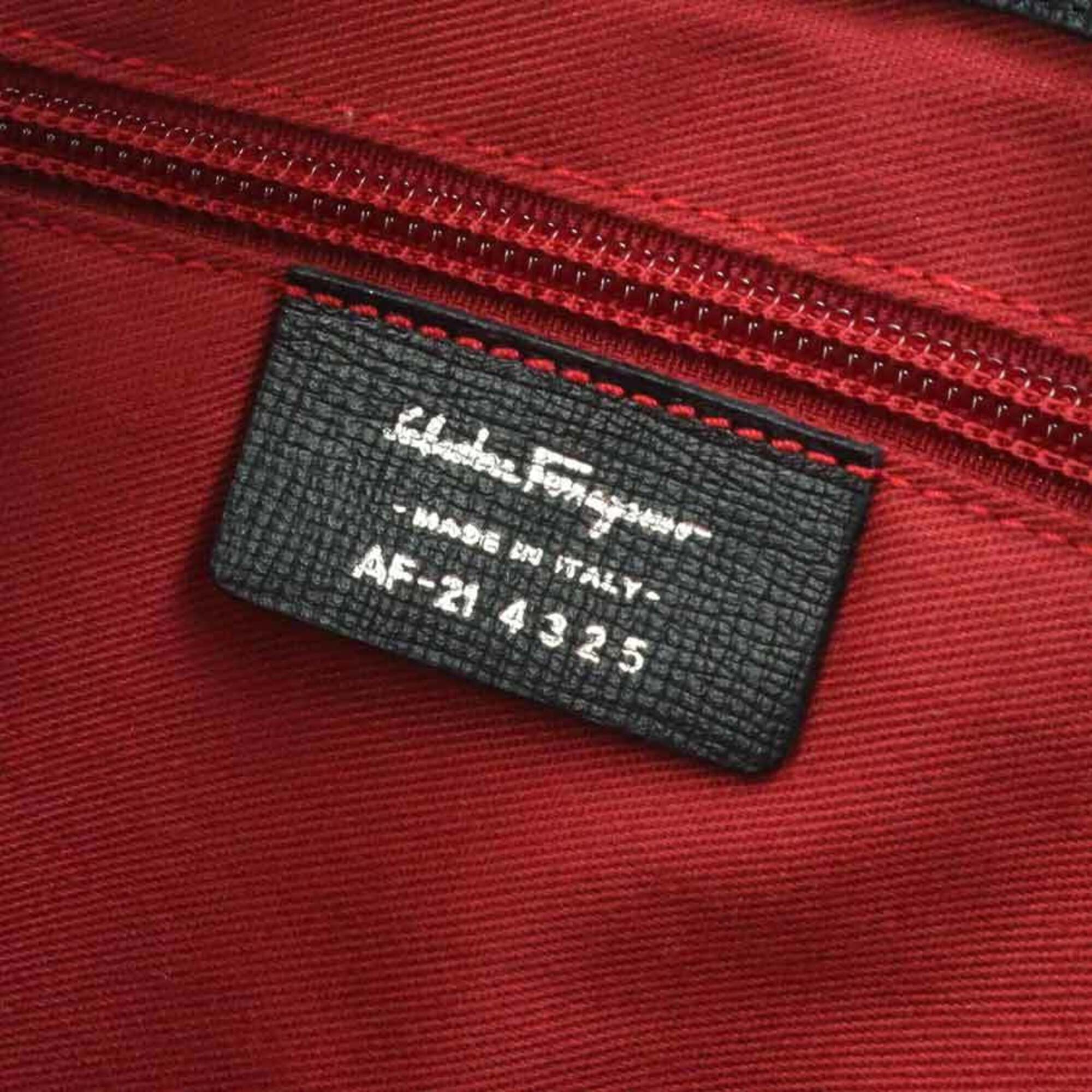 Salvatore Ferragamo Black Nylon Canvas Leather Shoulder Bag (Pre-Owned)