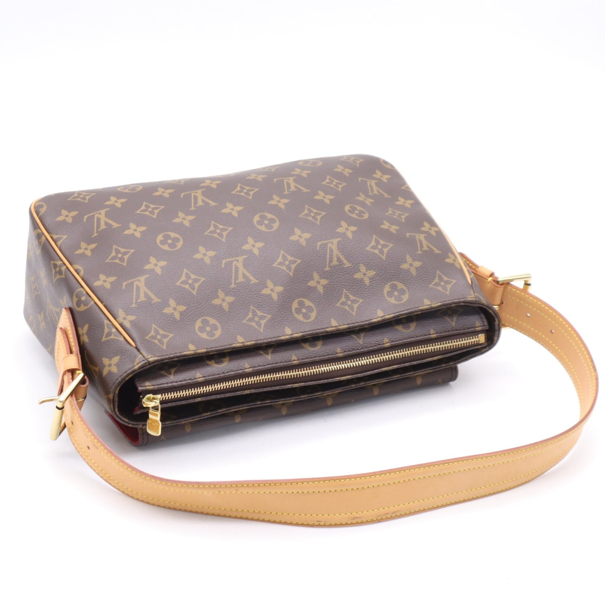 Louis Vuitton Beige Brown Coated Canvas Leather Handbag (Pre-Owned)