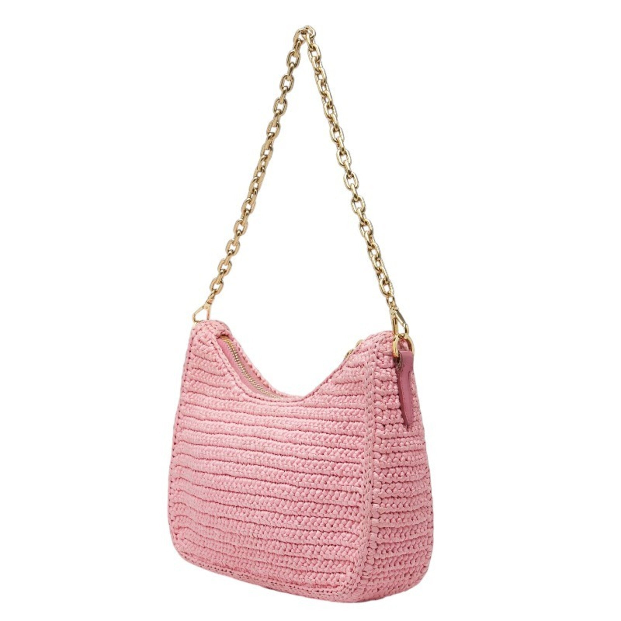 Prada Pink Raffia Leather Shoulder Bag (Pre-Owned)