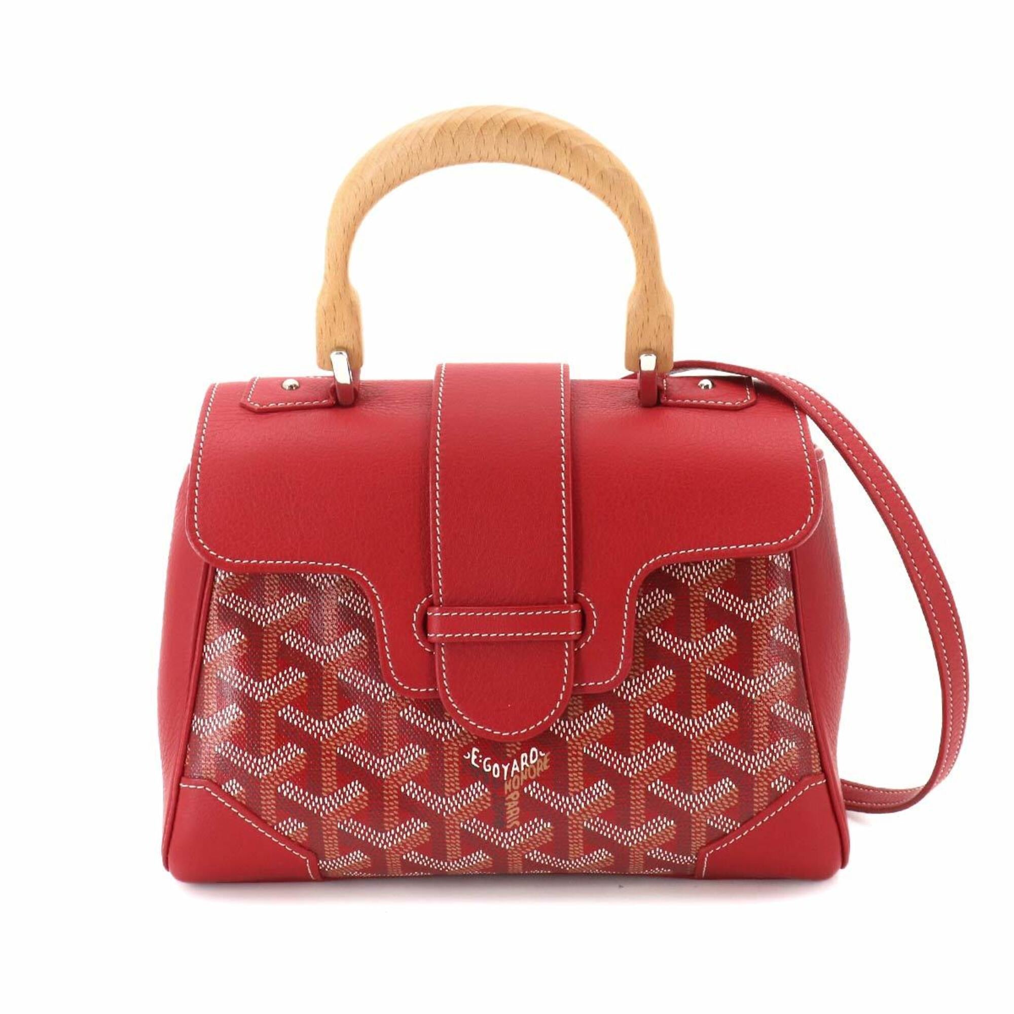 Goyard Red Color Pvc Wood Handbag (Pre-Owned)
