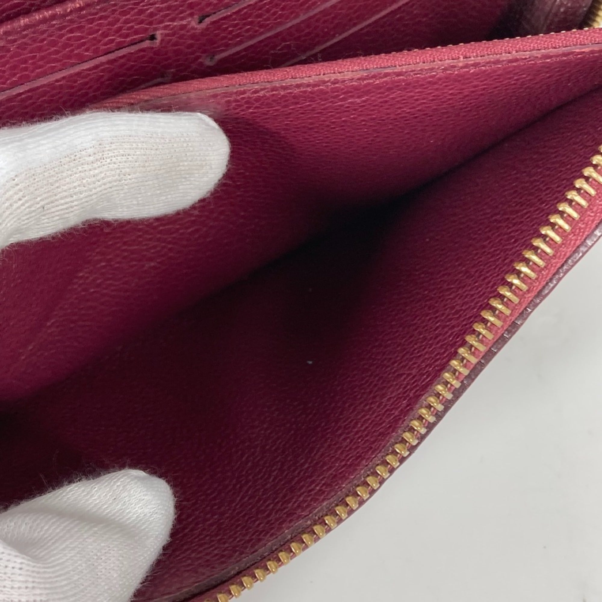 Louis Vuitton Aurore Red Color Monogram Empreinte Leather Long Bill Wallet (Bi-Fold) (Pre-Owned)