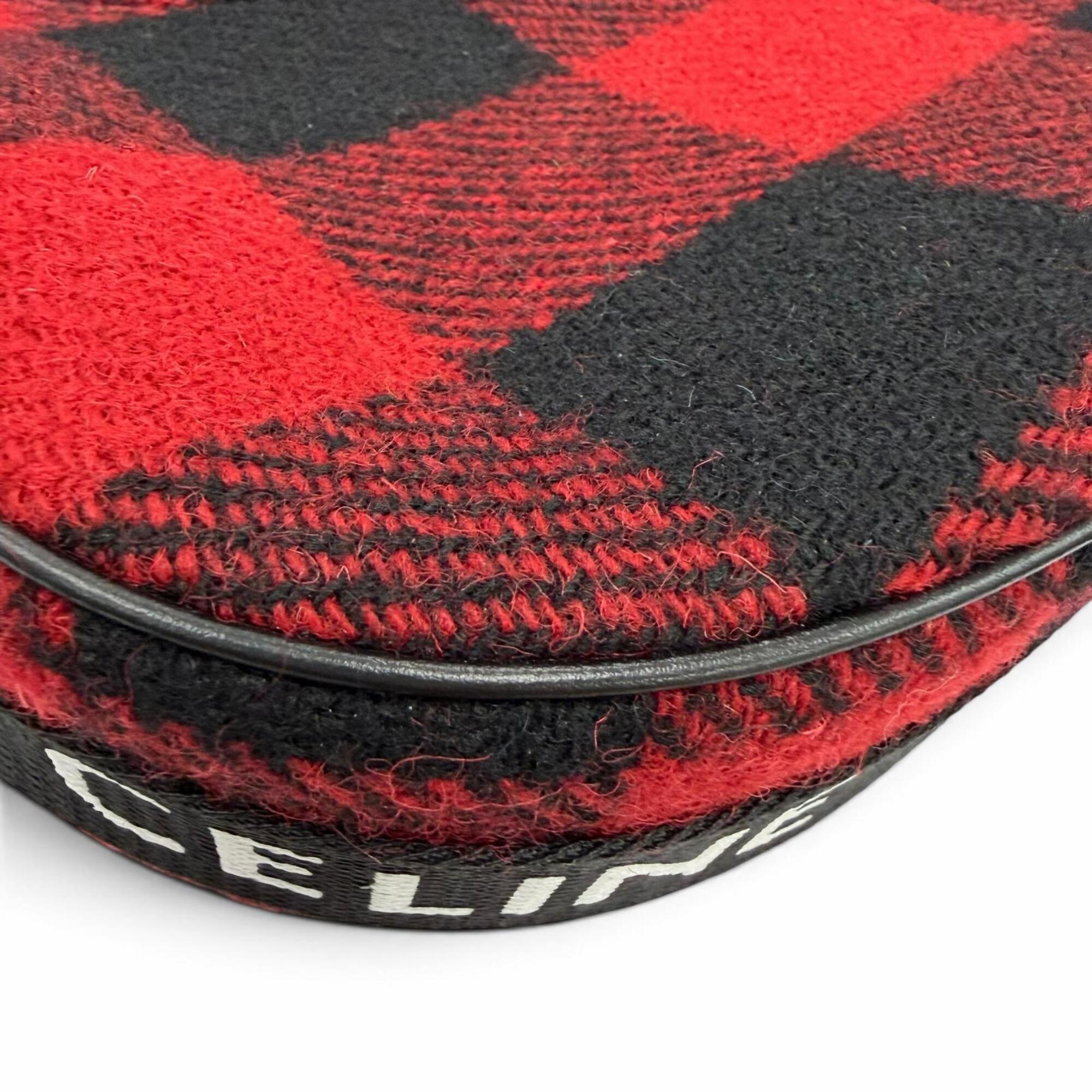 Celine Black Red Color Leather Shoulder Bag (Pre-Owned)