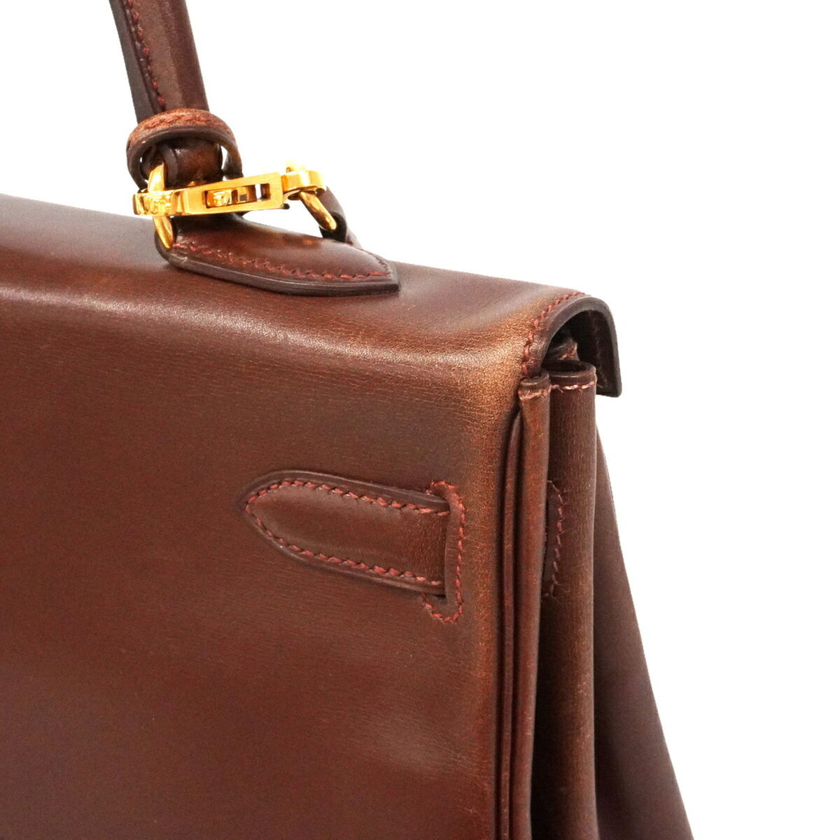 Hermes Noisette Box Calf Leather Handbag (Pre-Owned)