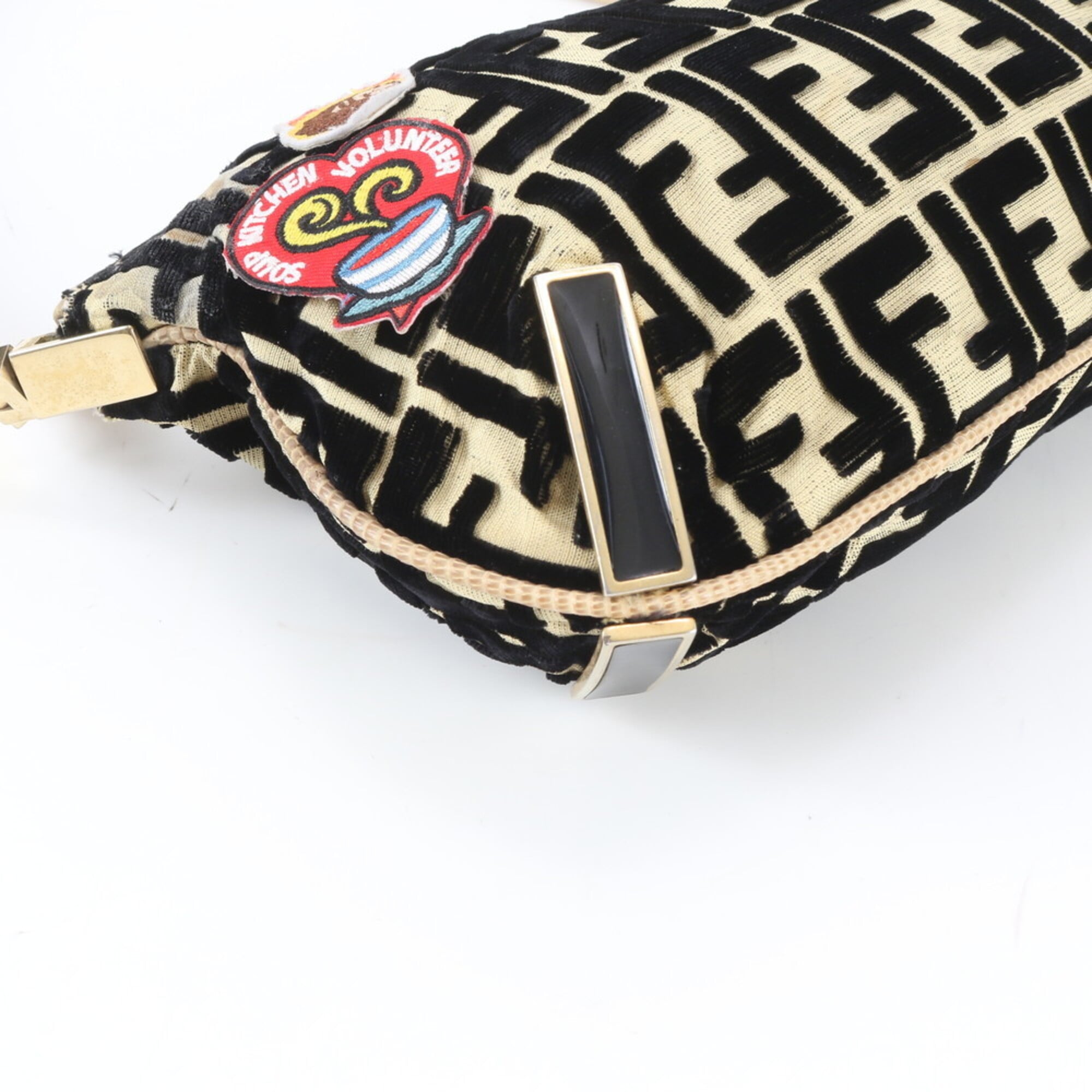 Fendi Zucca Beige Black Zucca Handbag Shoulder Bag (Pre-Owned)