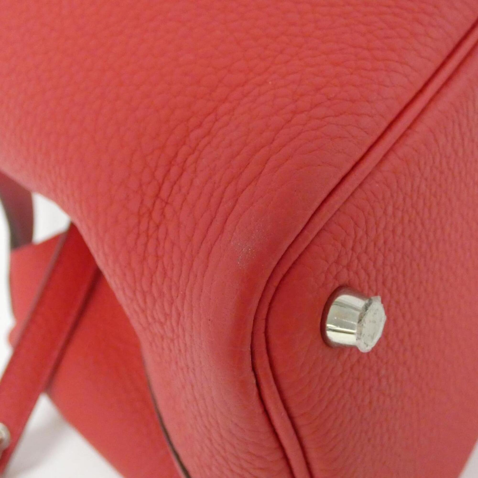 Hermes Red Color Taurillon Clemence Leather Handbag (Pre-Owned)
