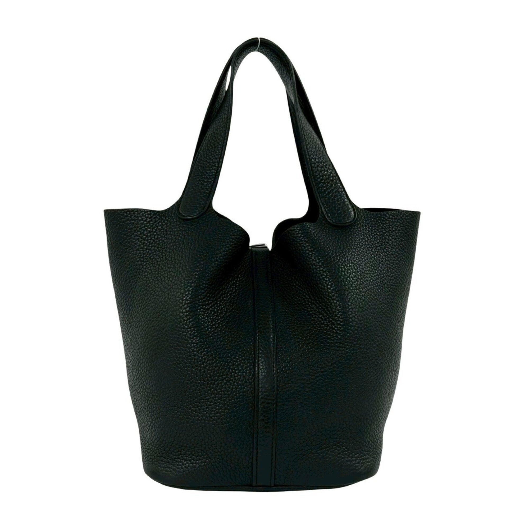 Hermes Black Taurillon Clemence Leather Handbag Tote Bag (Pre-Owned)