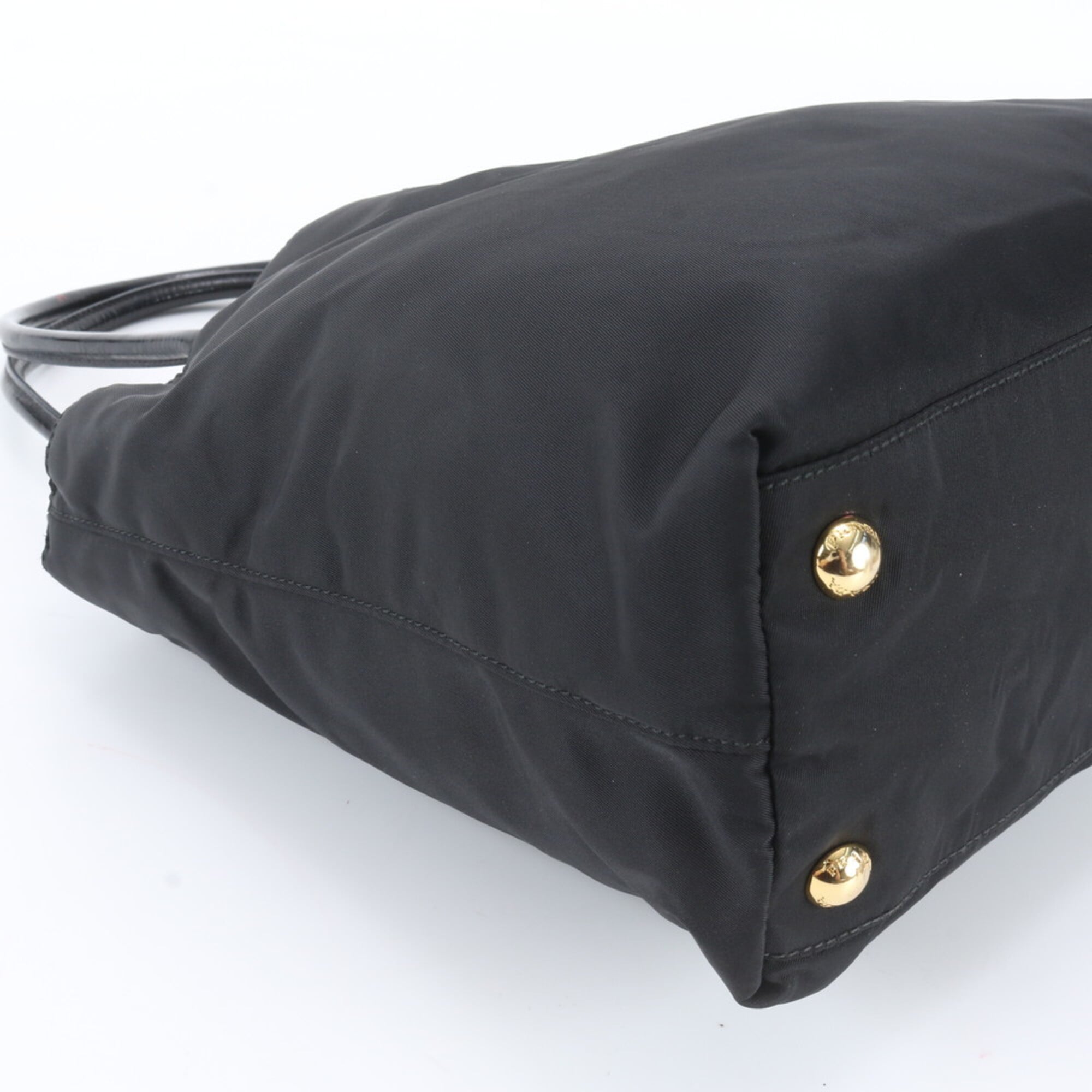 Prada Black Nylon Leather Handbag Shoulder Bag Tote Bag (Pre-Owned)