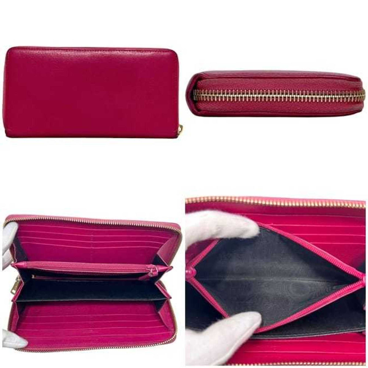 Yves Saint Laurent Pink Leather Long Wallet (Bi-Fold) (Pre-Owned)