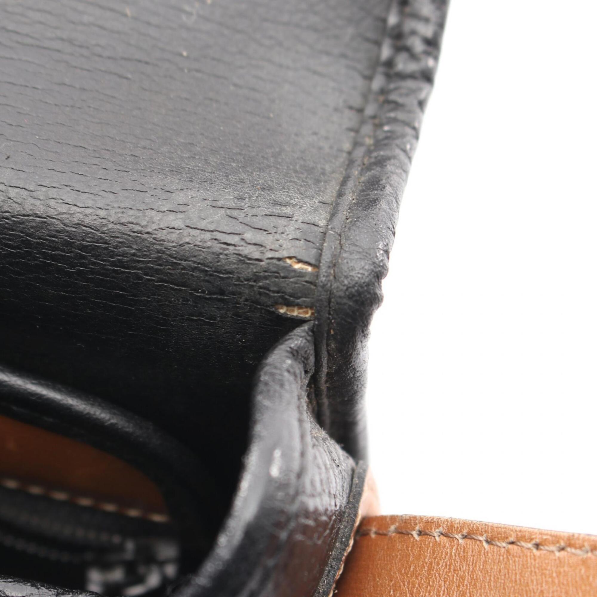 Christian Dior Black Brown Leather Handbag Shoulder Bag (Pre-Owned)
